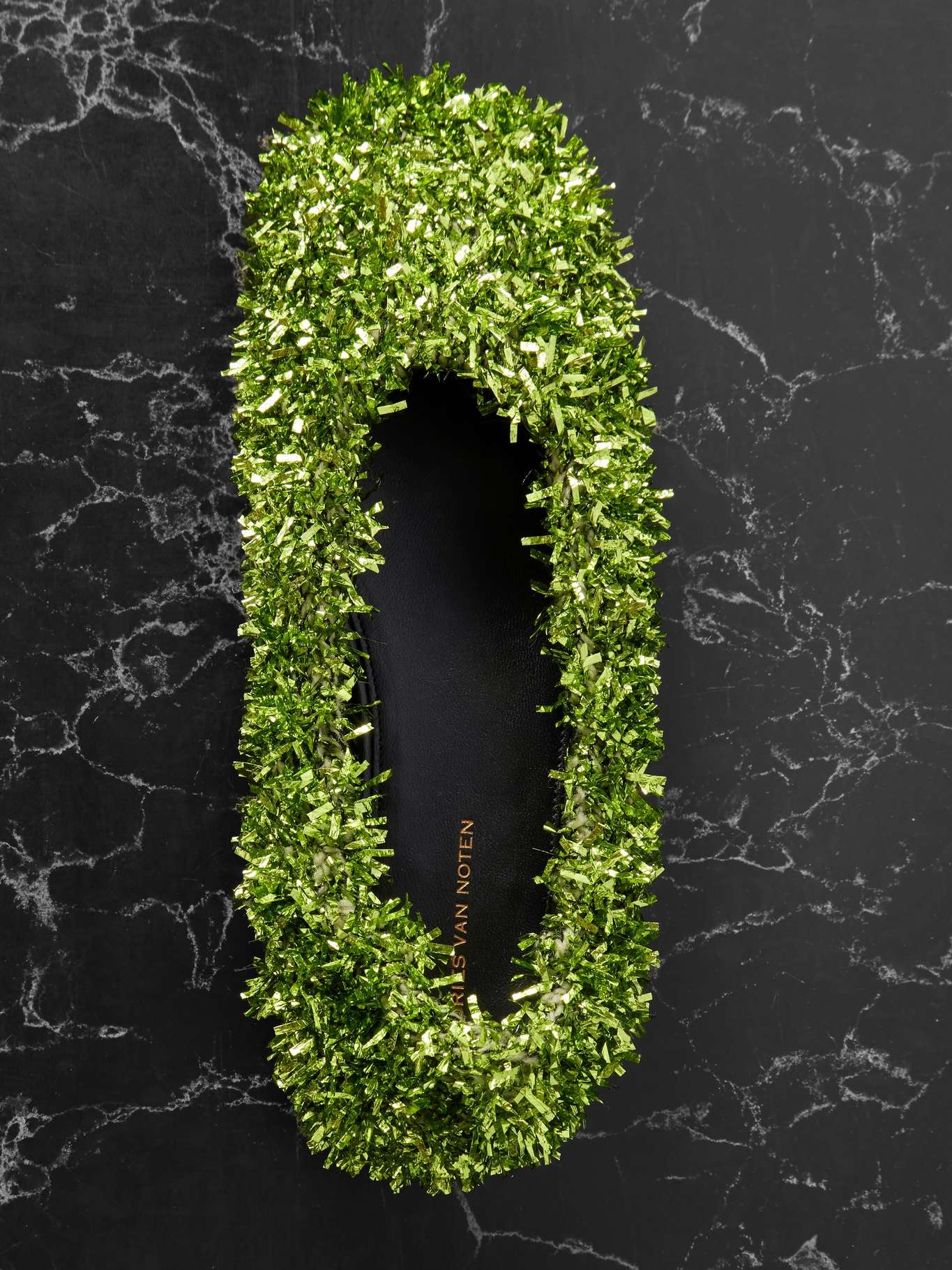 Tinsel-embellished leather ballet flats - 5