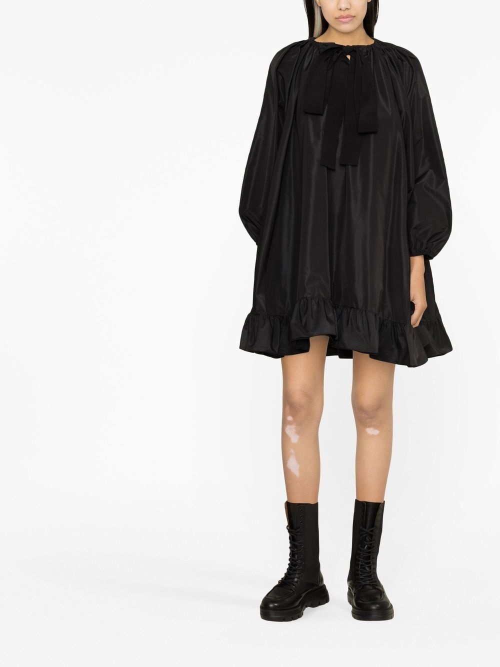puff-sleeve ruffle-hem minidress - 2