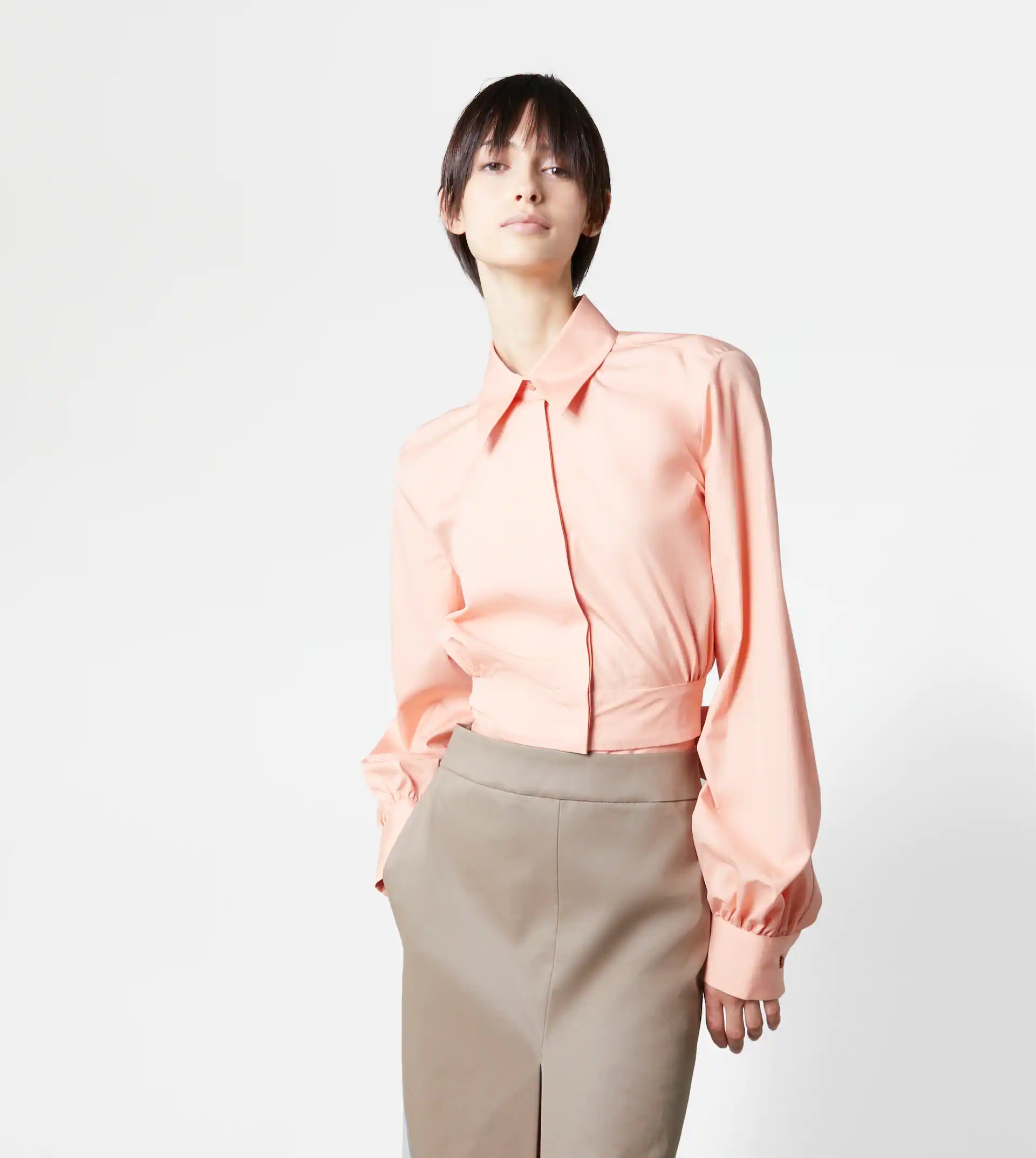 CROPPED SHIRT WITH SASH - PINK - 7