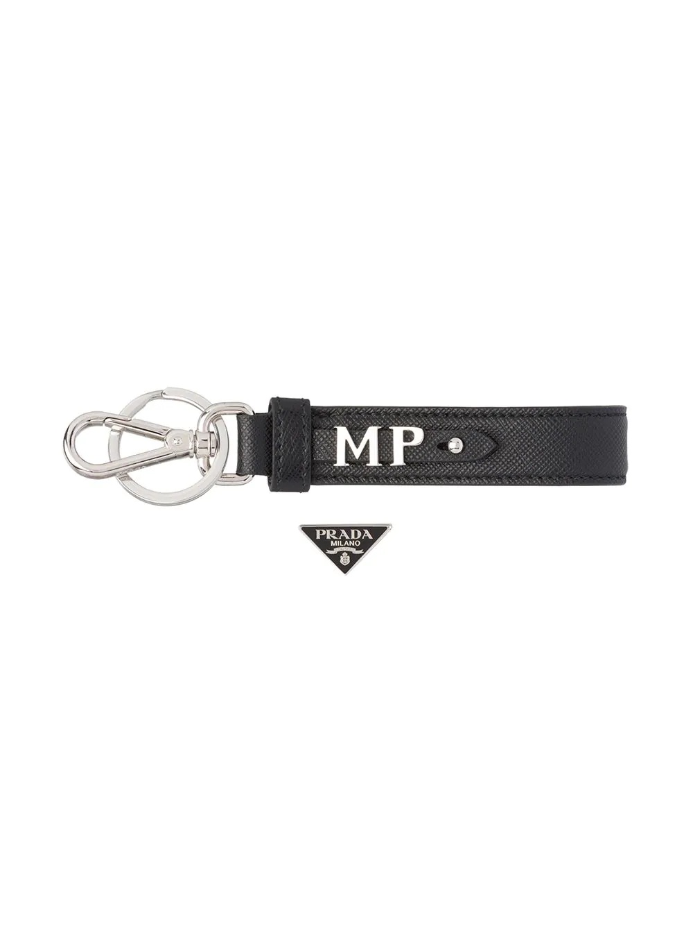 triangle-logo leather keychain - 3