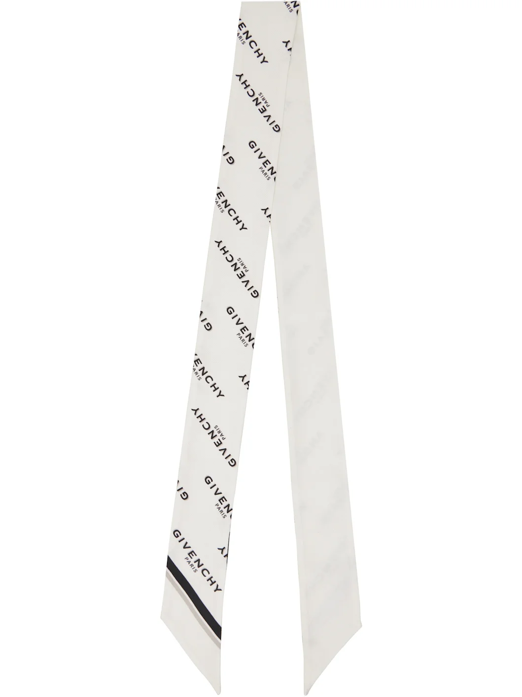 White 'Givenchy Shadow' Bicolor Bandeau Silk Scarf - 1