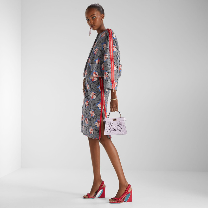 FENDI Skirt Printed gray lace skirt outlook
