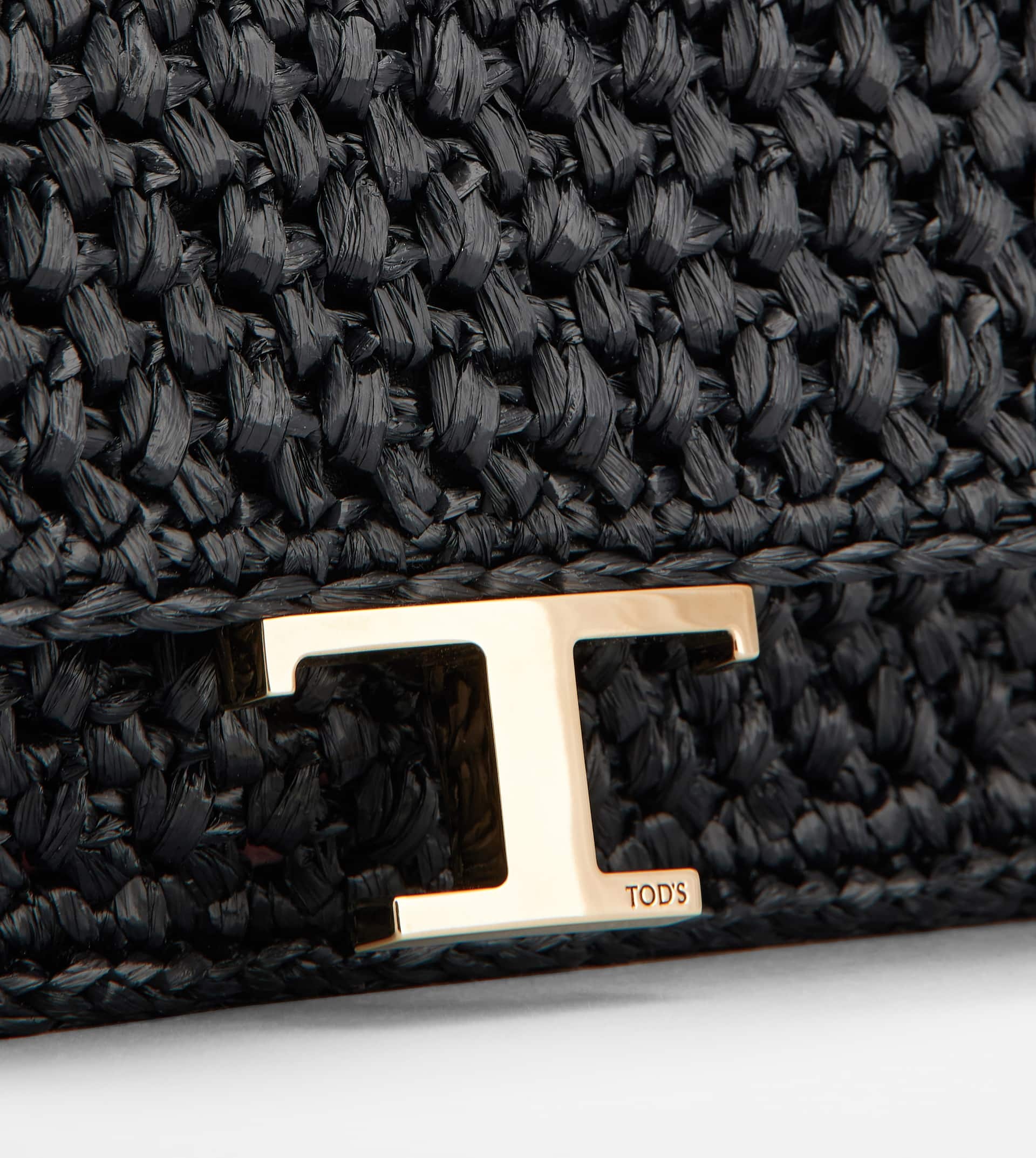 T TIMELESS FLAP BAG IN RAFFIA MICRO - BLACK - 4