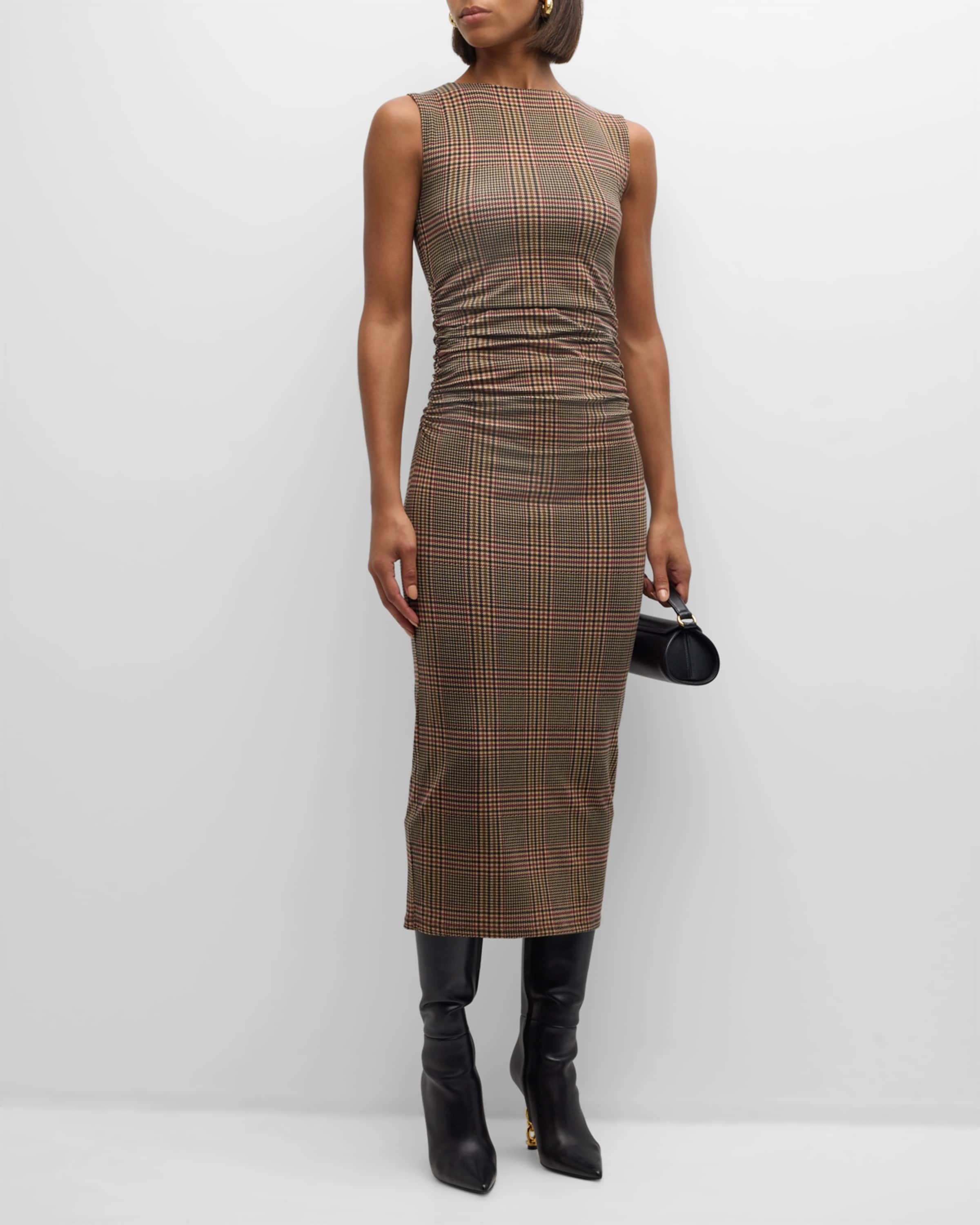 Charissa Plaid Bodycon Midi Dress - 2