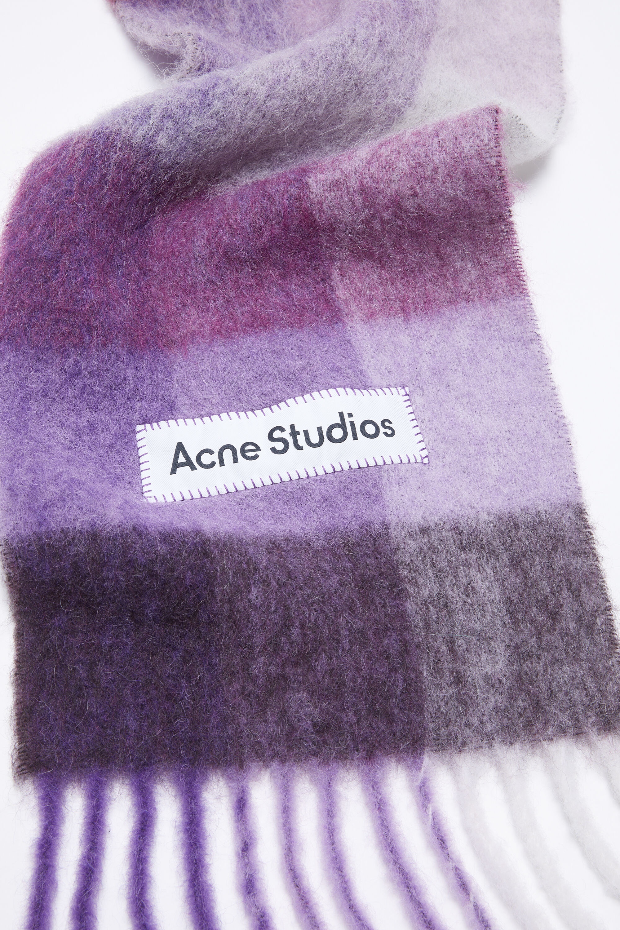 Mohair checked scarf - Purple/white - 4