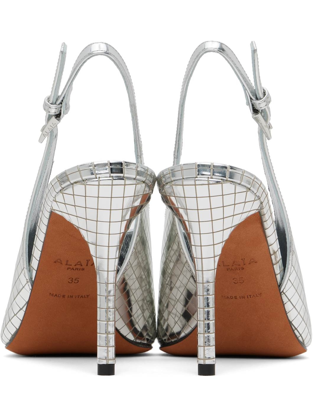 Silver Art Deco Slingback Heels - 2