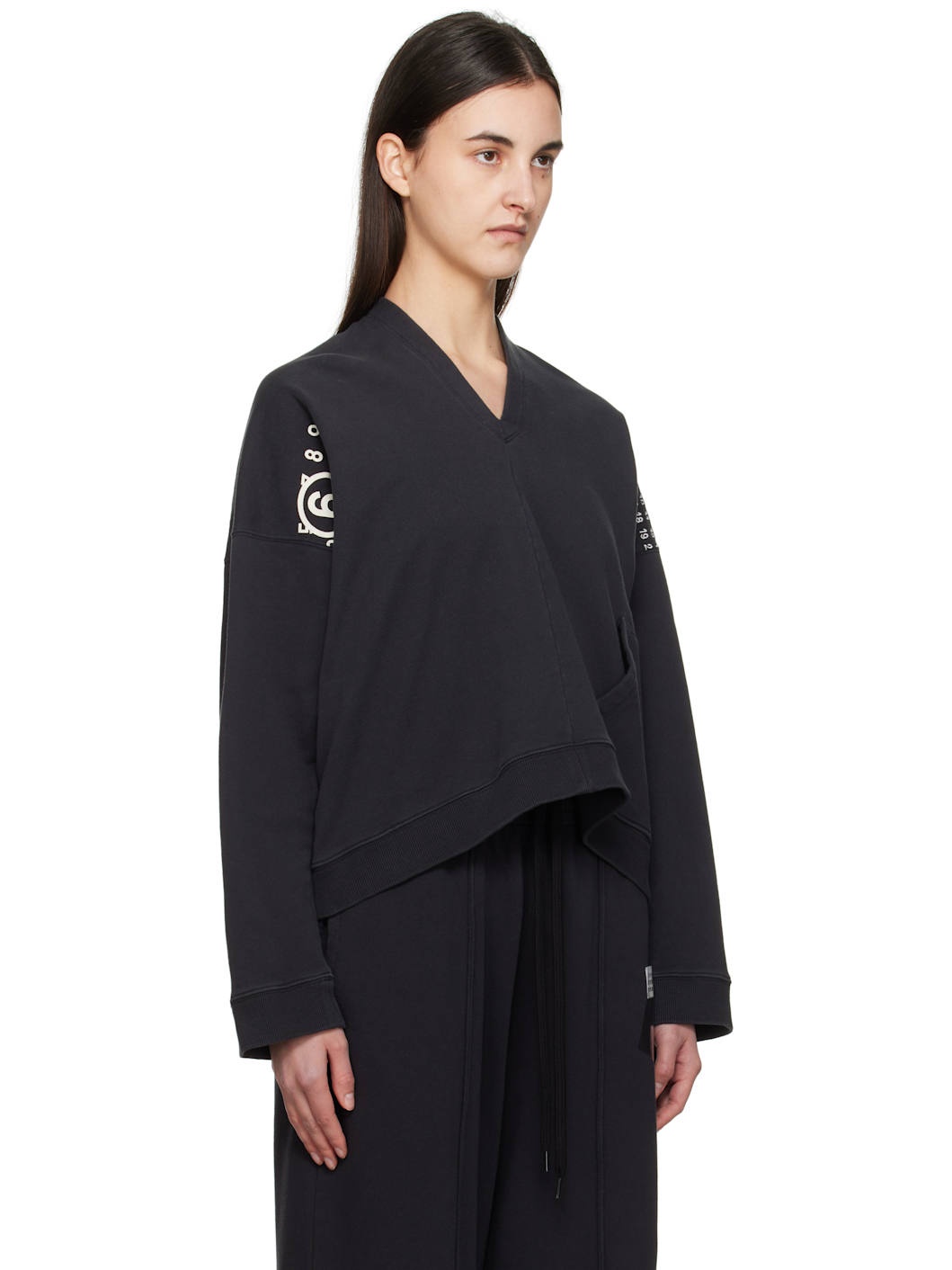 Black V-Neck Logo Sweatshirt - 2