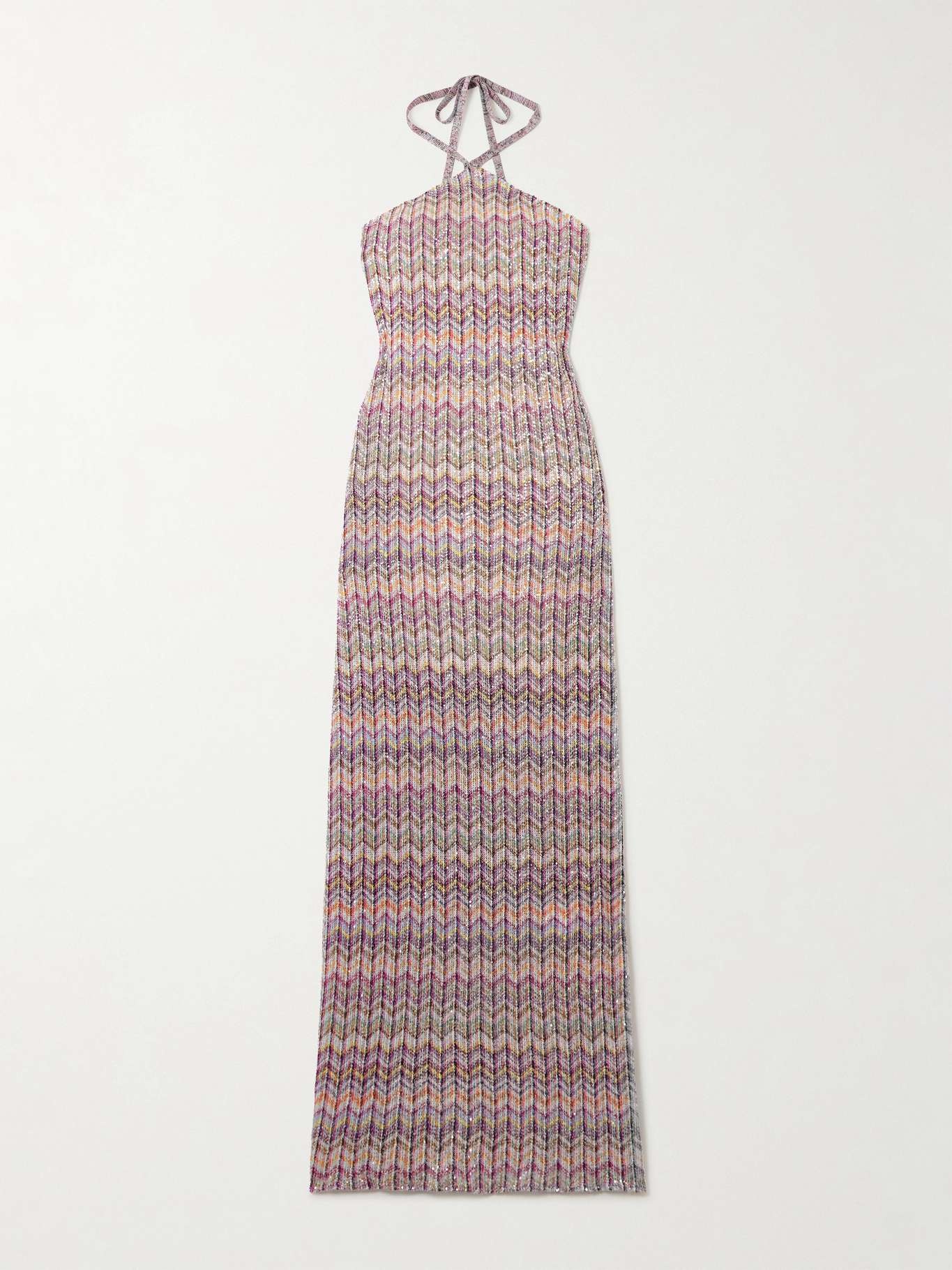 Mare striped sequined crochet-knit halterneck maxi dress - 1