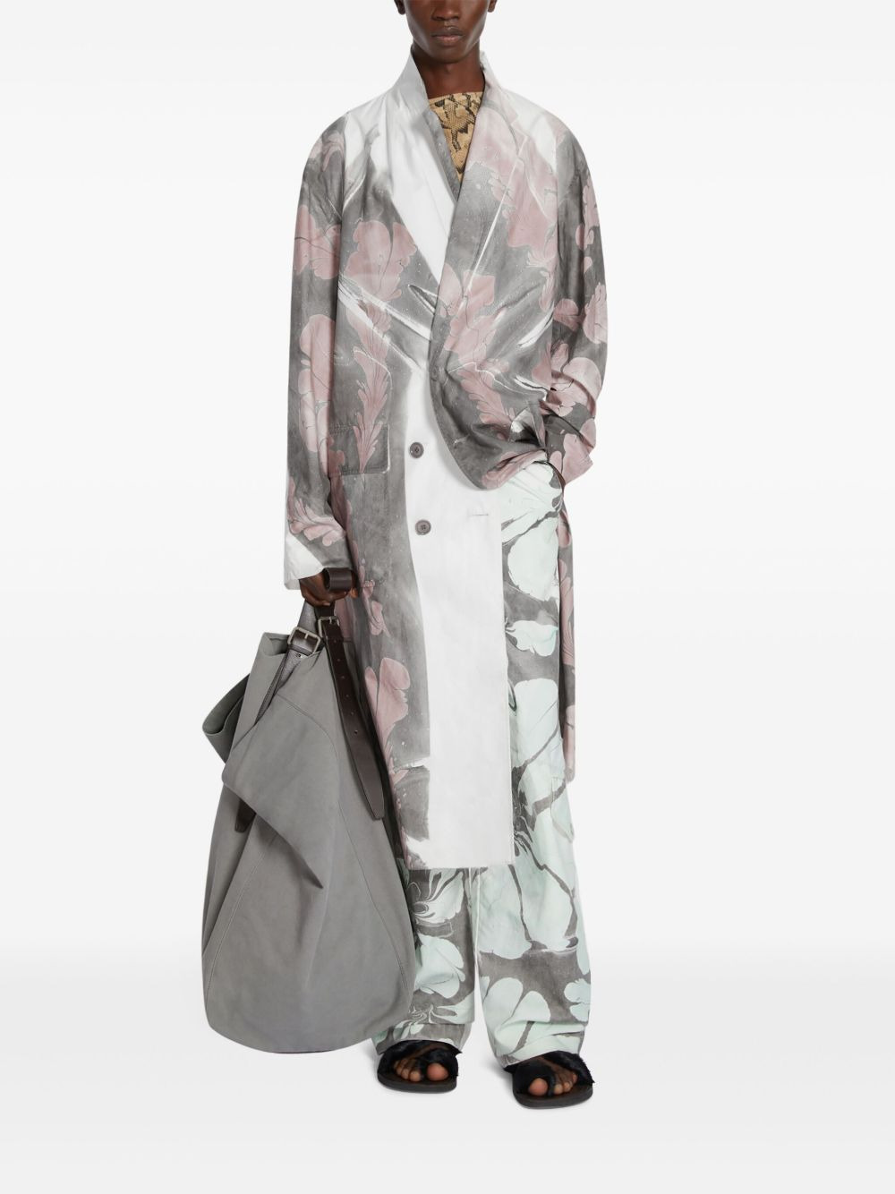 printed double-breasted coat - 2