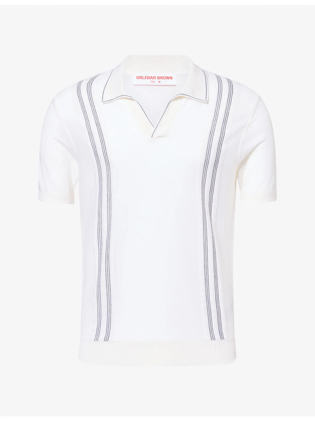 Horton Chevron-Stripe Silk and Cotton-Blend Polo Top - 1