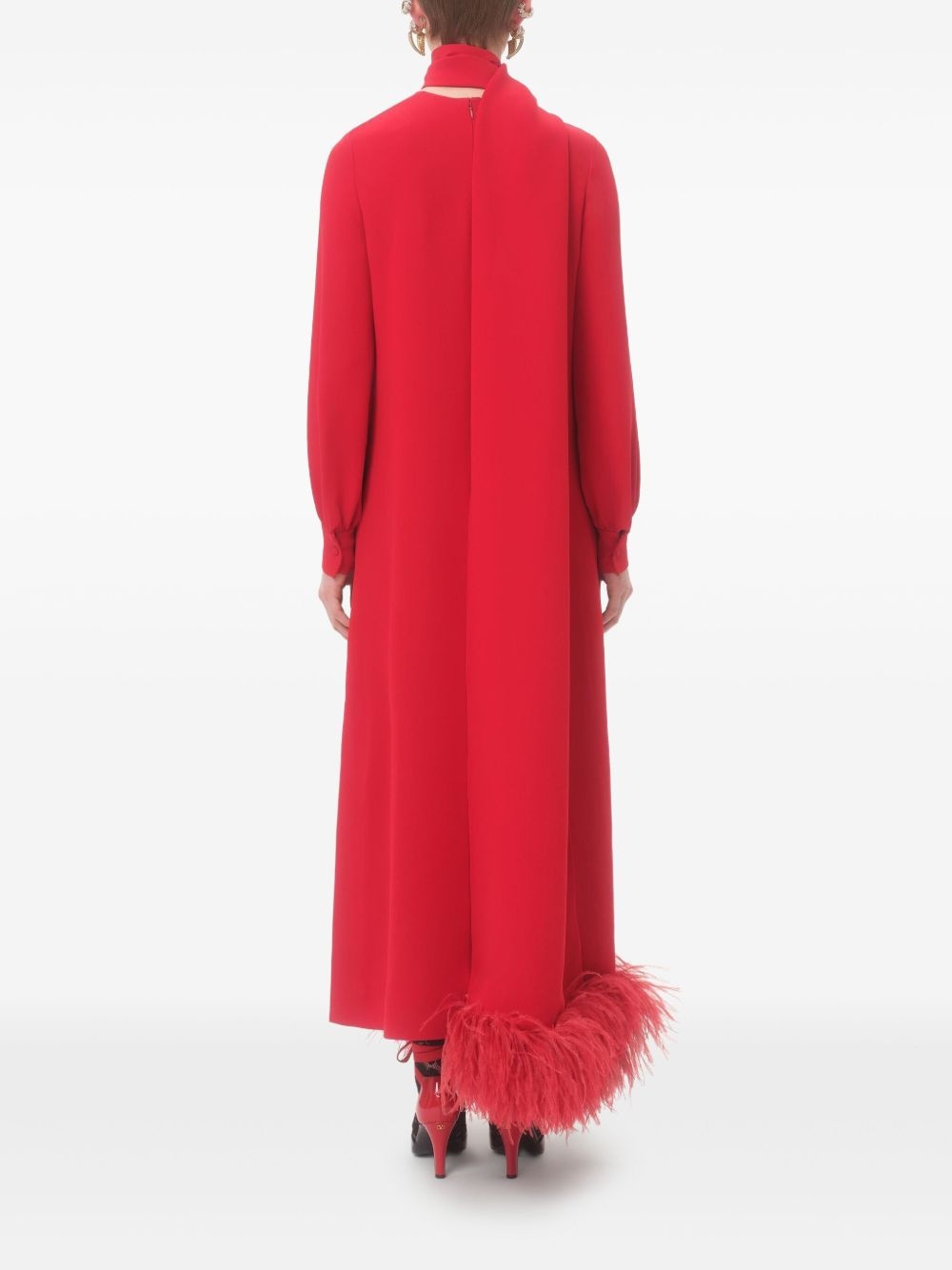 feather-trim midi dress - 3