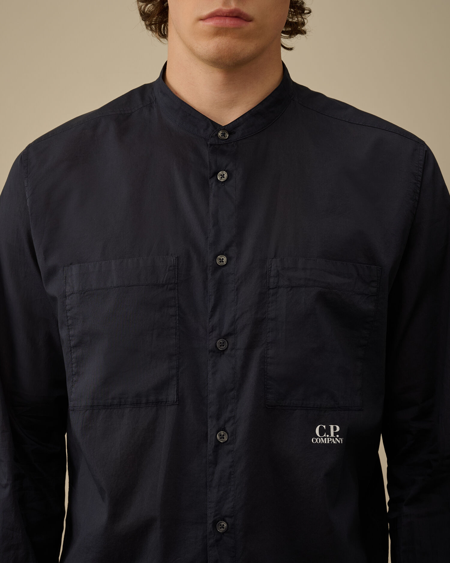 Light Mussola Banded Collar Shirt - 5