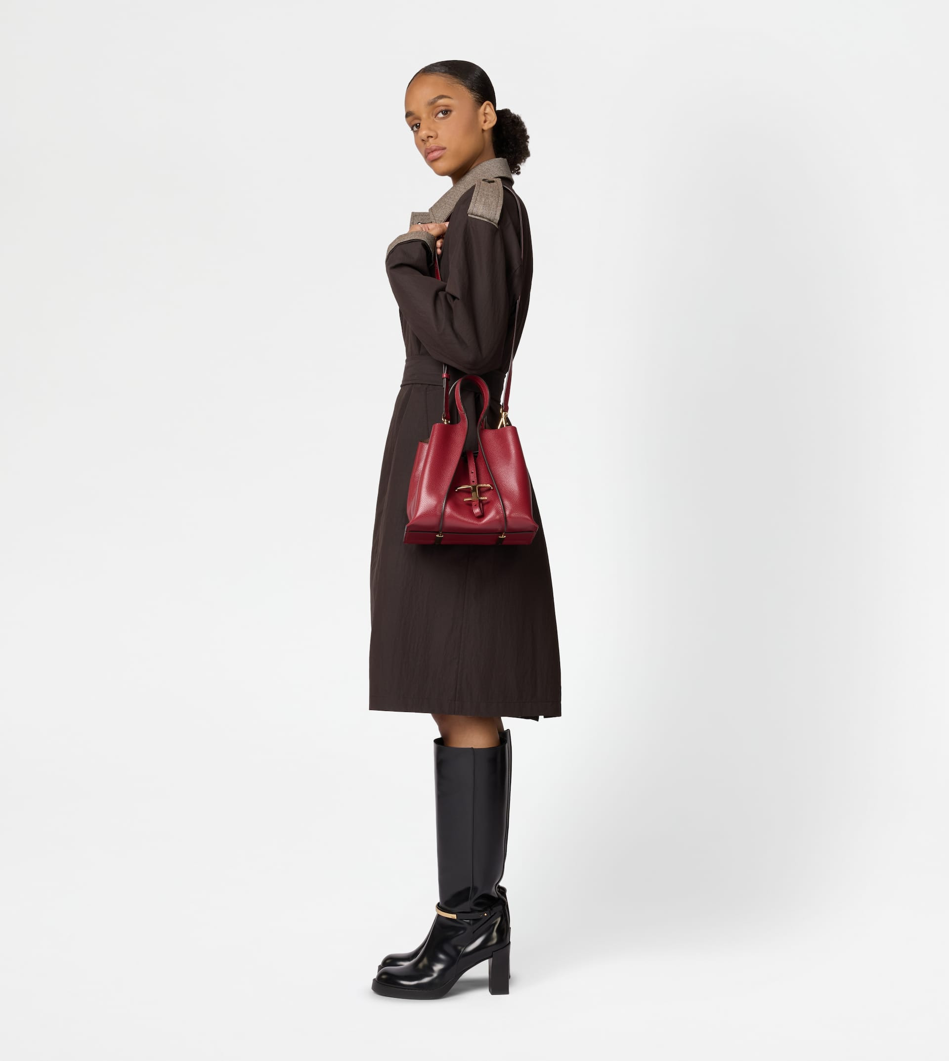 T TIMELESS SHOPPING BAG IN LEATHER MINI - RED - 9