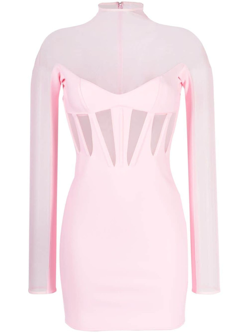 Corset Illusion sheer-panels minidress 1
