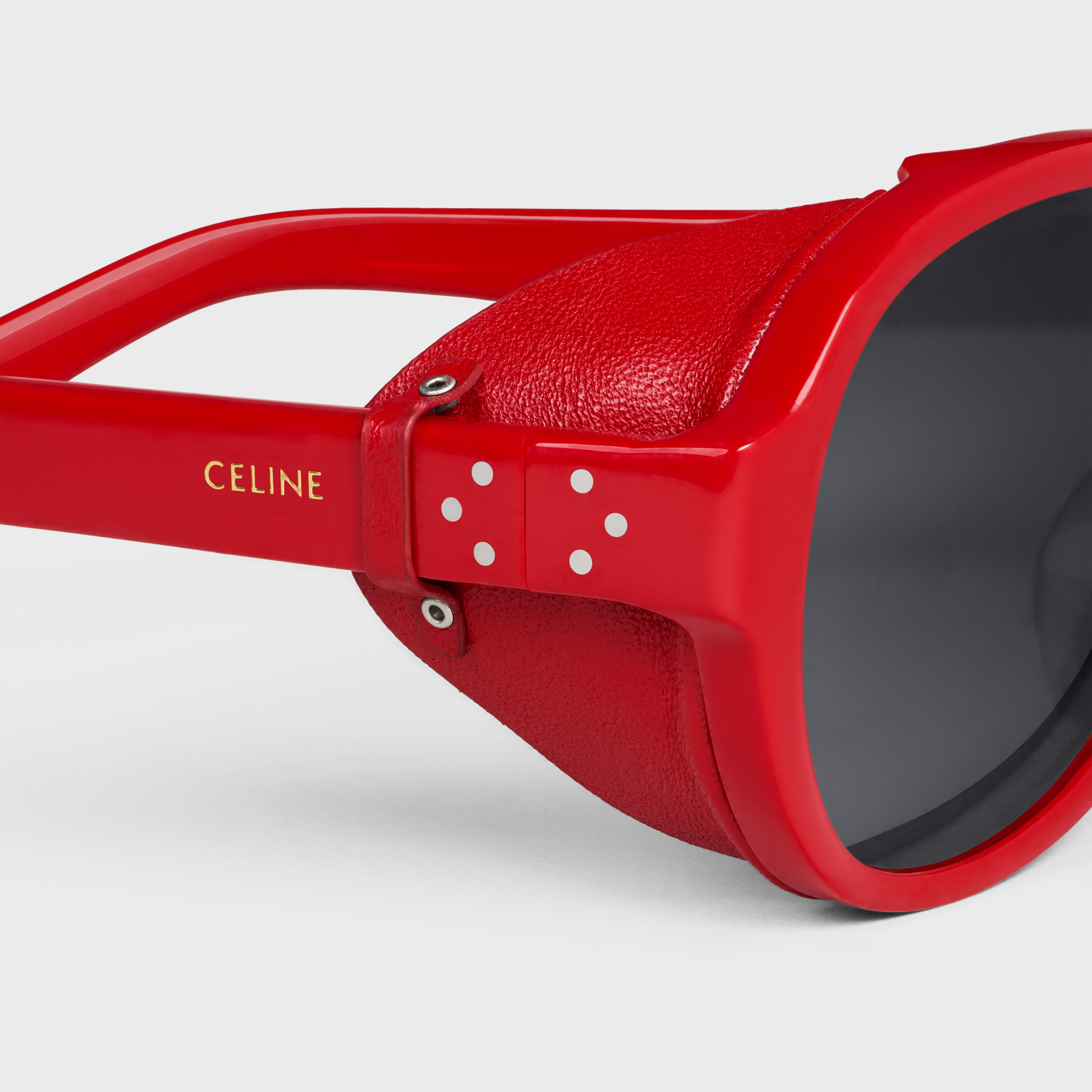 Black Frame 57 Sunglasses in Acetate with Leather - 2