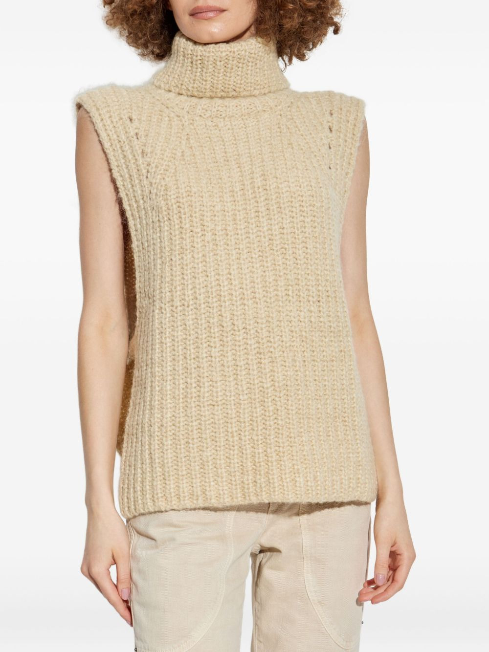 turtleneck ribbed vest - 3