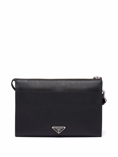 Prada embossed logo clutch outlook