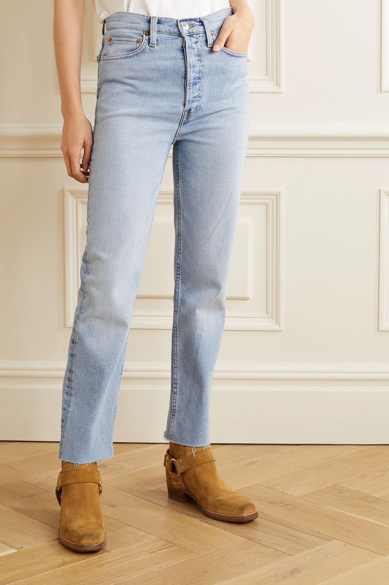 + Caro Daur cropped frayed high-rise slim-leg jeans - 3