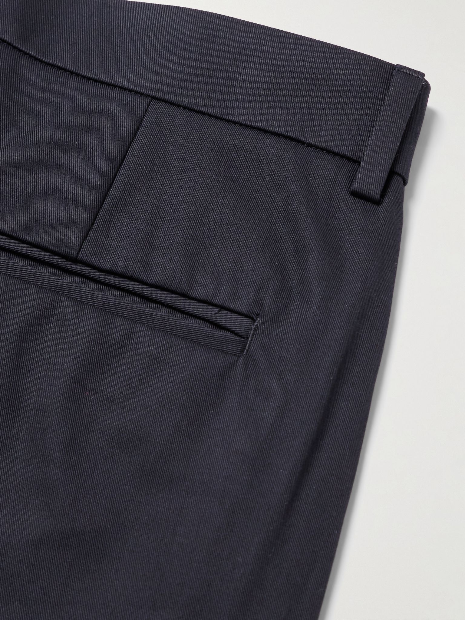 Straight-Leg Pleated Cotton-Gabardine Trousers Navy - 5