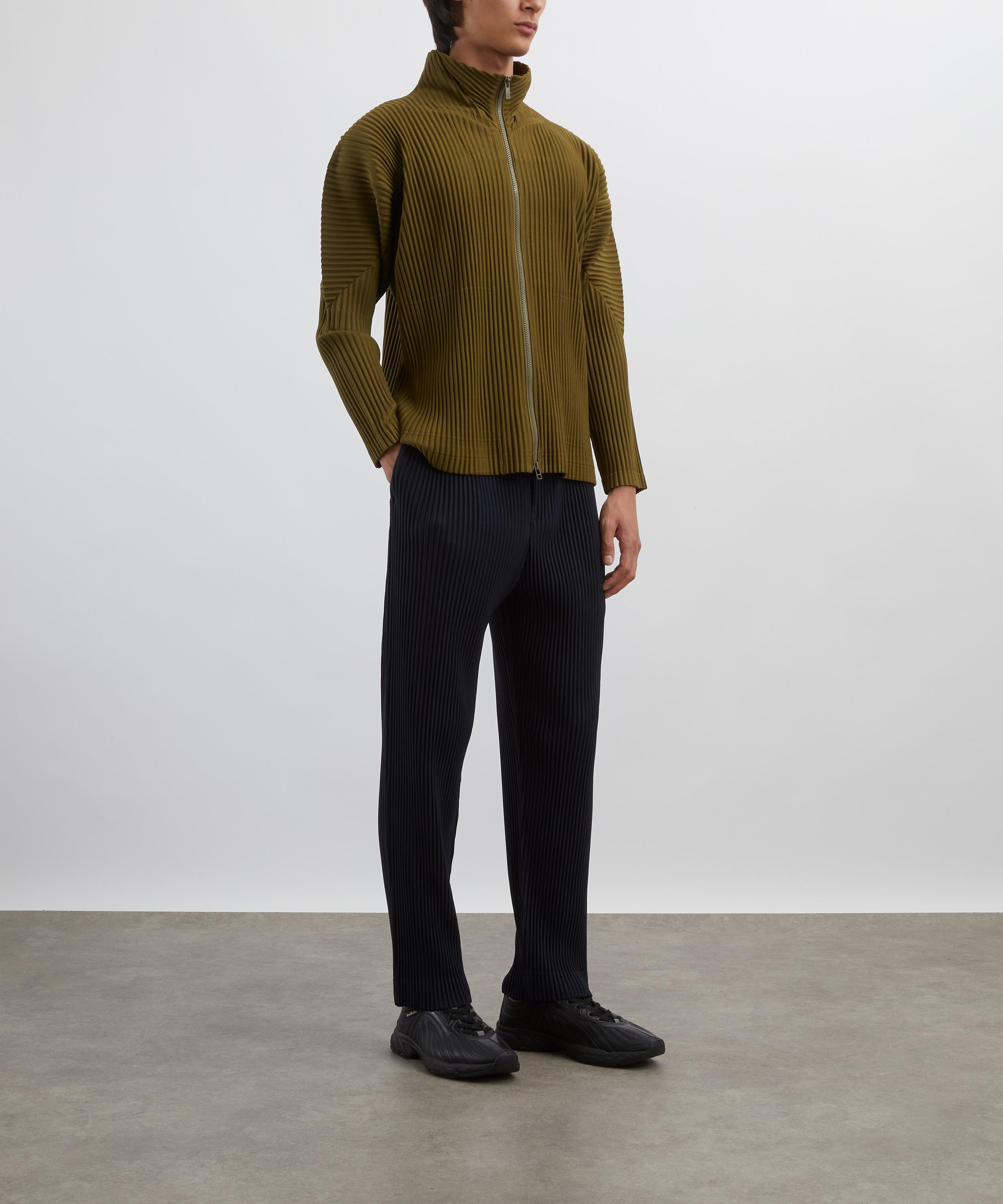 COLOURS PLEATS Olive Khaki Pleated Jacket - 2