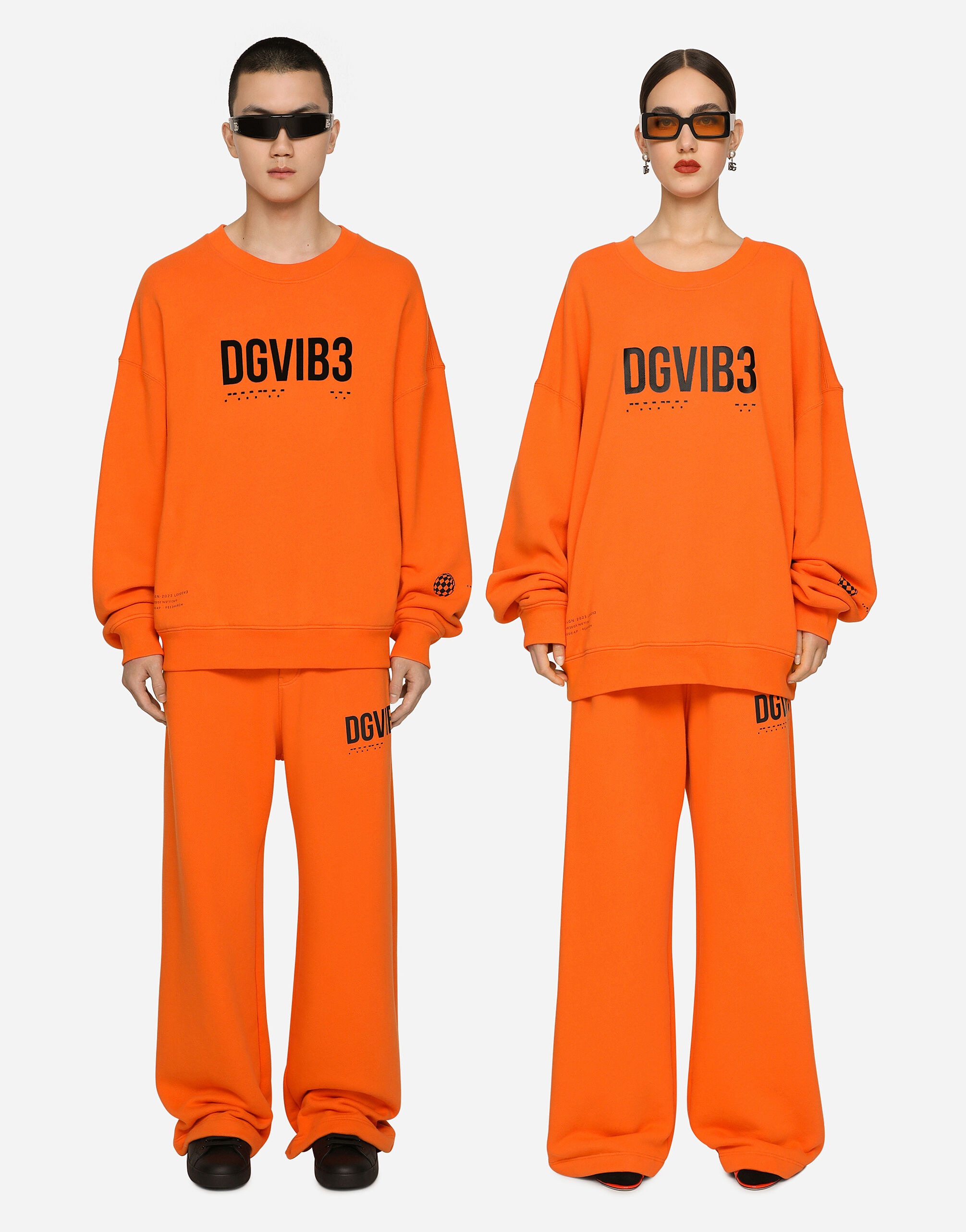 Cotton jersey round-neck sweatshirt with DGVIB3 print - 1