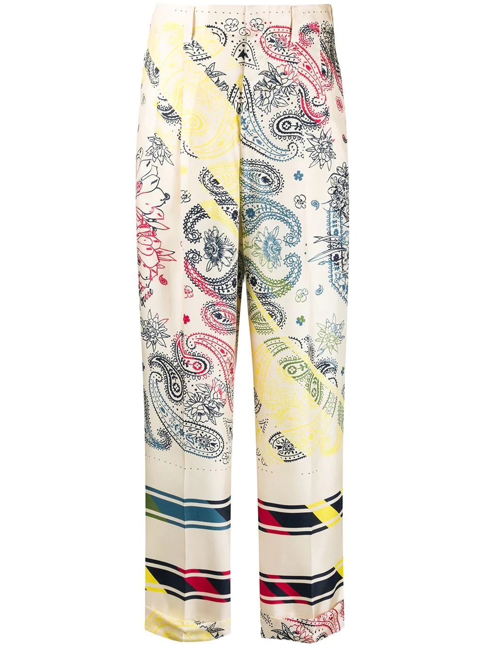 paisley print straight leg trousers - 1