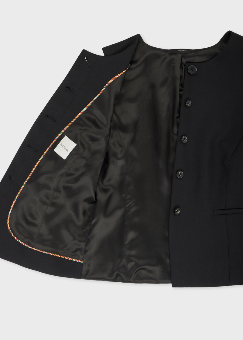 Women's Black Wool Asymmetric Waistcoat 3