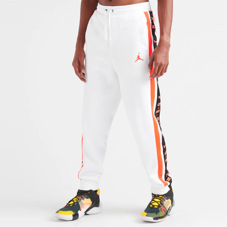 Men's Air Jordan Printing Pattern Loose Fleece Lined Sports Pants/Trousers/Joggers White BQ5664-100 - 2