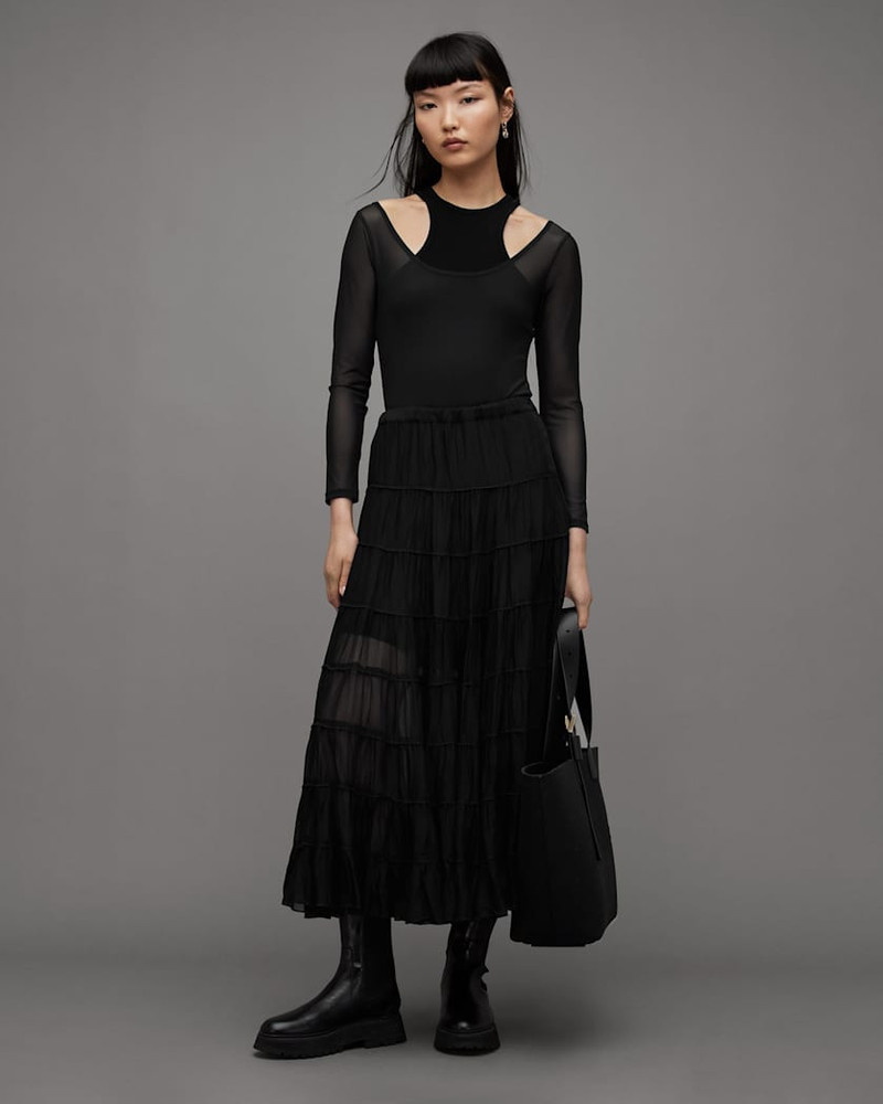 EVA ELASTICATED WAIST TIERED MAXI SKIRT 4