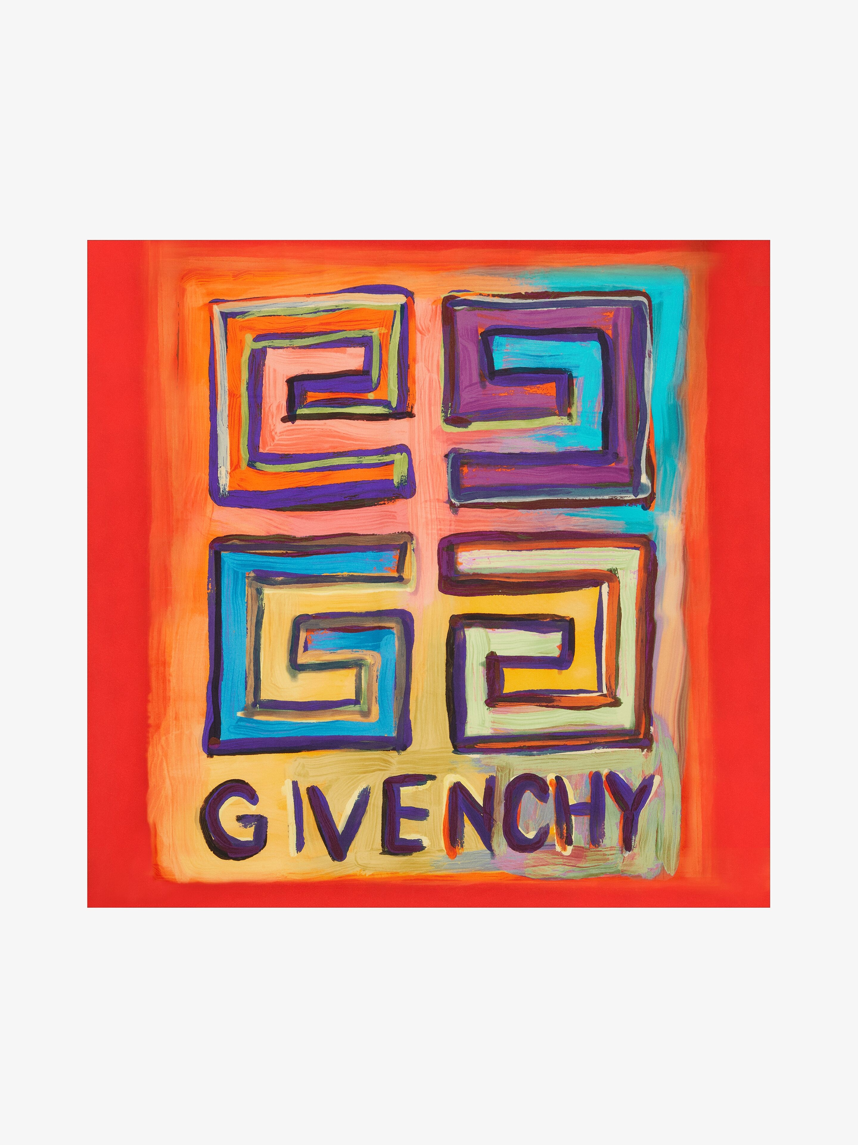 GIVENCHY 4G SCARF IN SILK WITH STENCIL EFFECT - 1