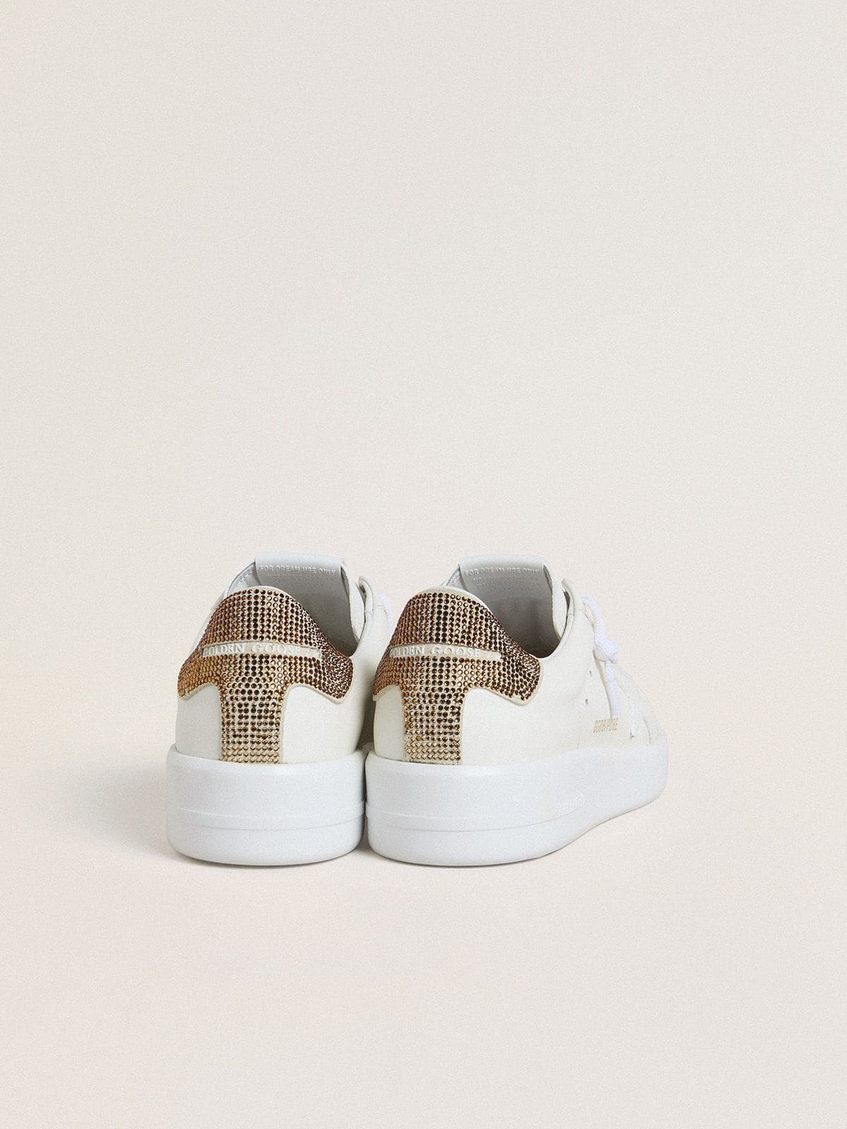 Women’s Purestar with white leather star and brown crystal heel tab - 4