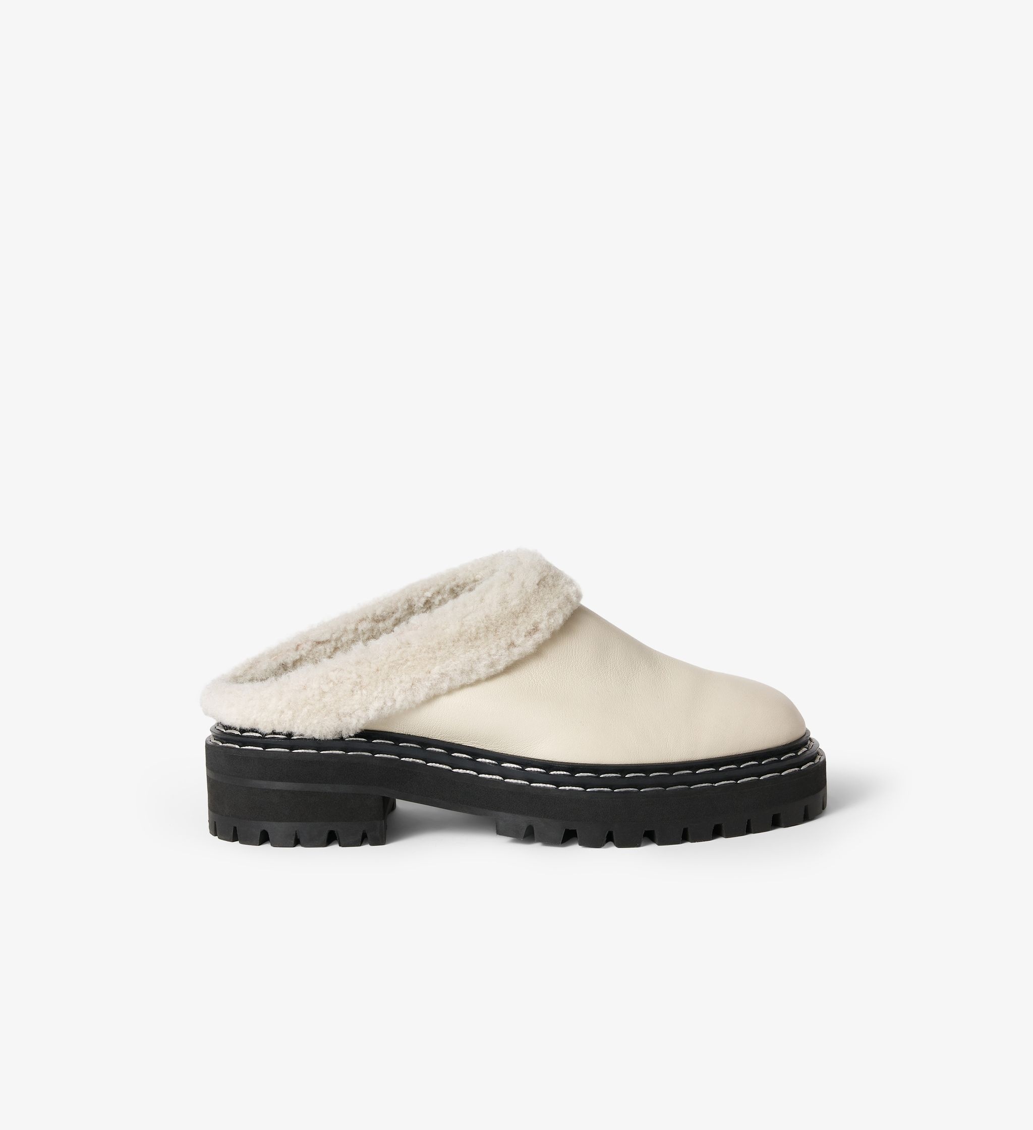 Shearling Lug Sole Mules - 1