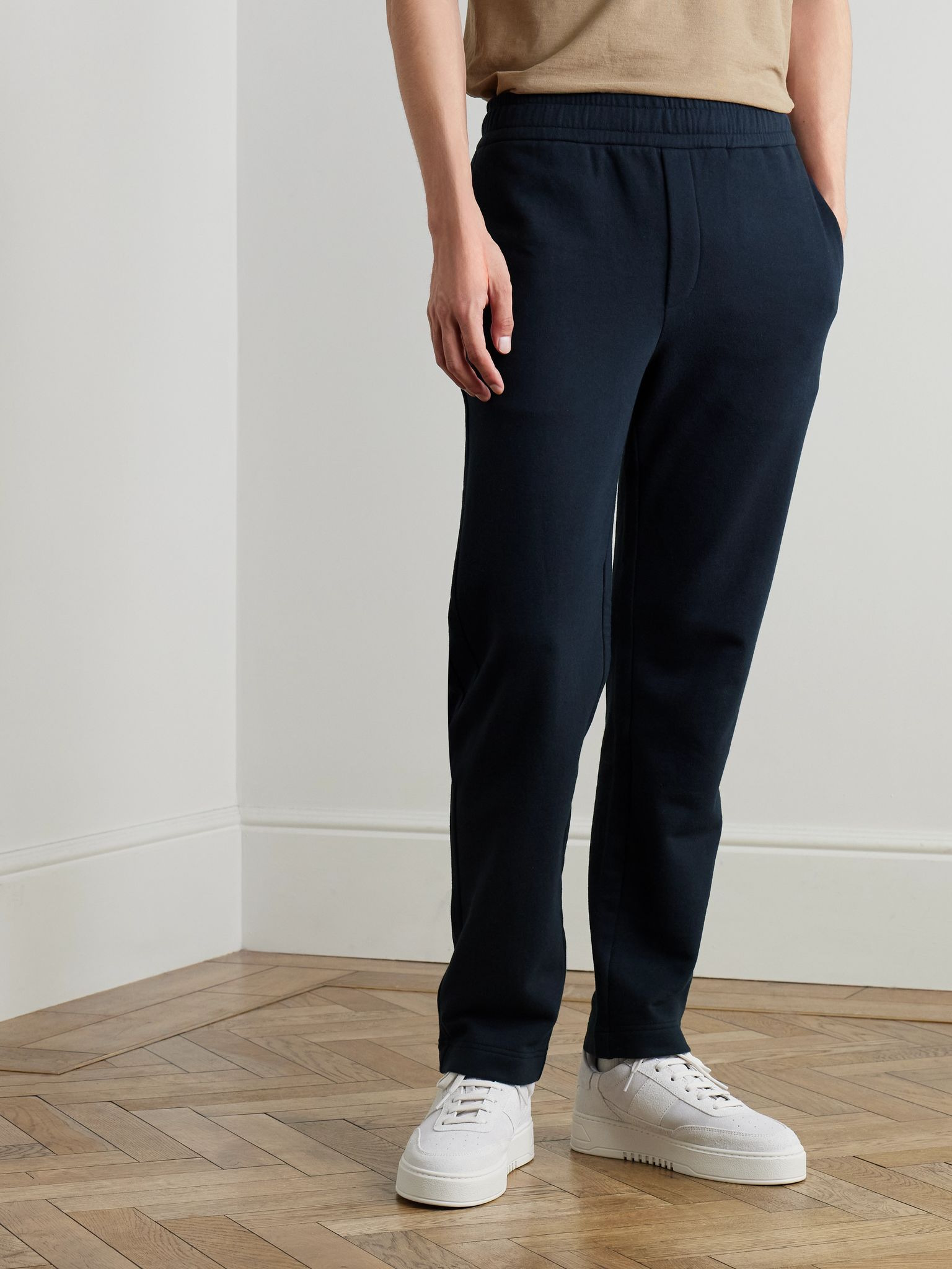 Straight-Leg Cotton and Cashmere-Blend Jersey Sweatpants Navy - 3
