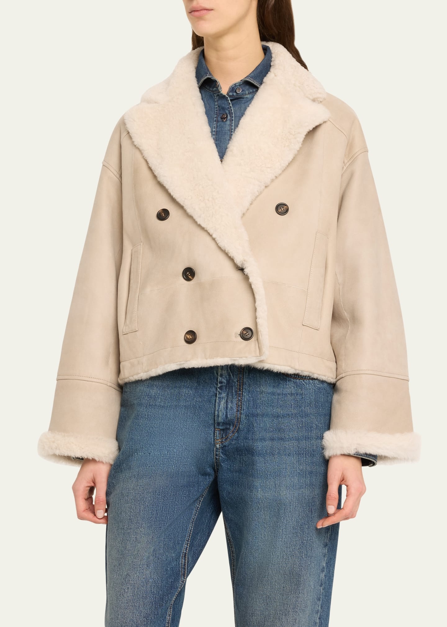 Reversible Suede To Shearling Short Jacket - 4