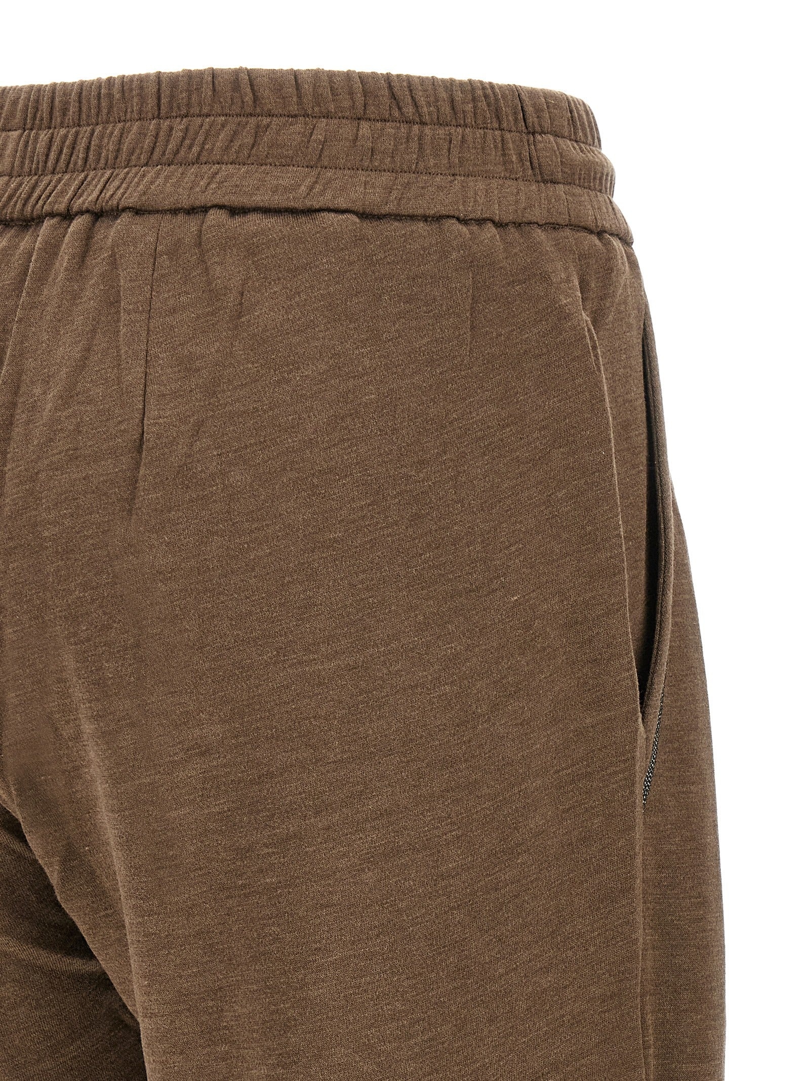 Shiny Pocket Detail Pants Brown - 4