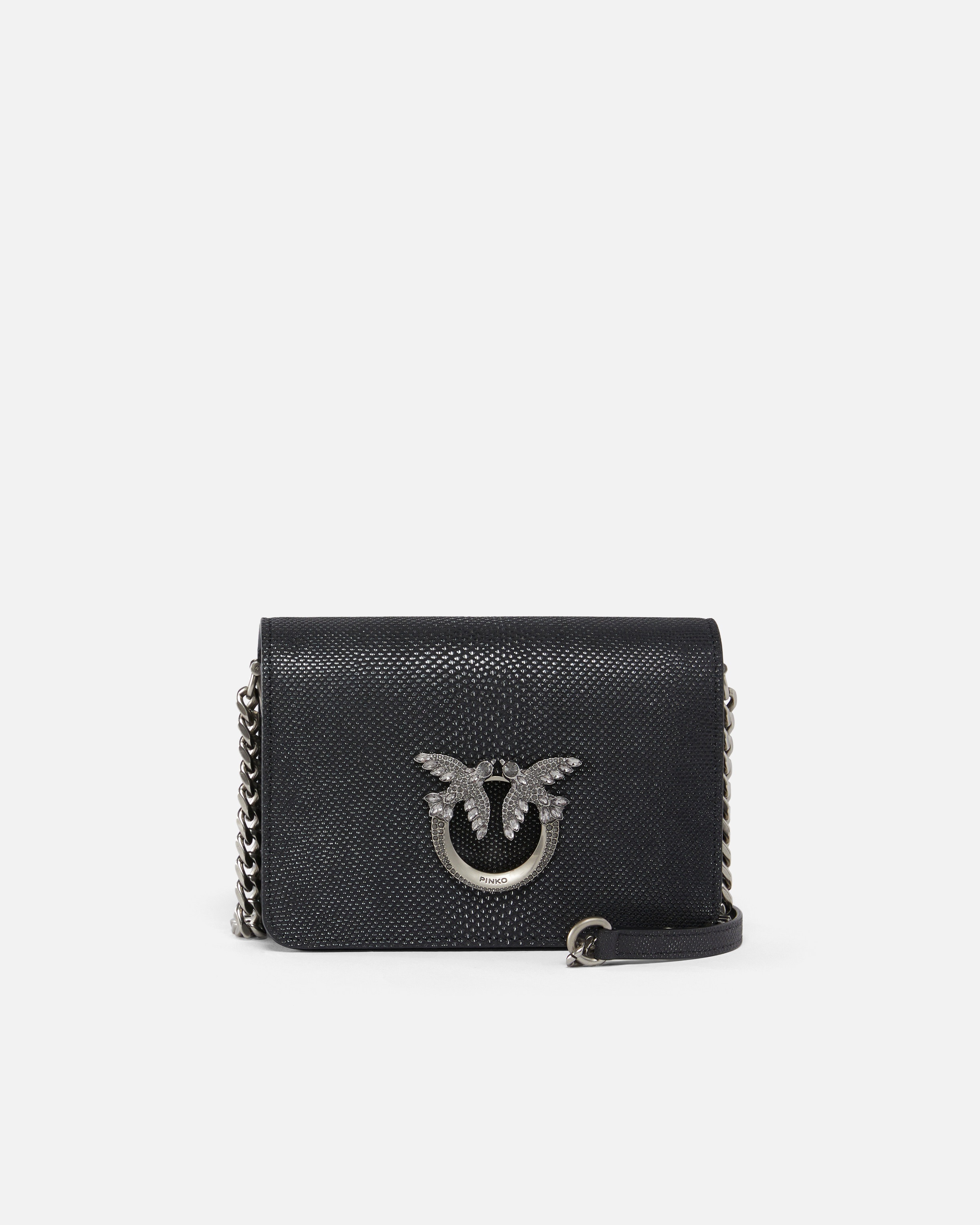 MINI LOVE BAG CROSSBODY BAG IN GLITTER PYTHON PINKO GALLERIA. - 1