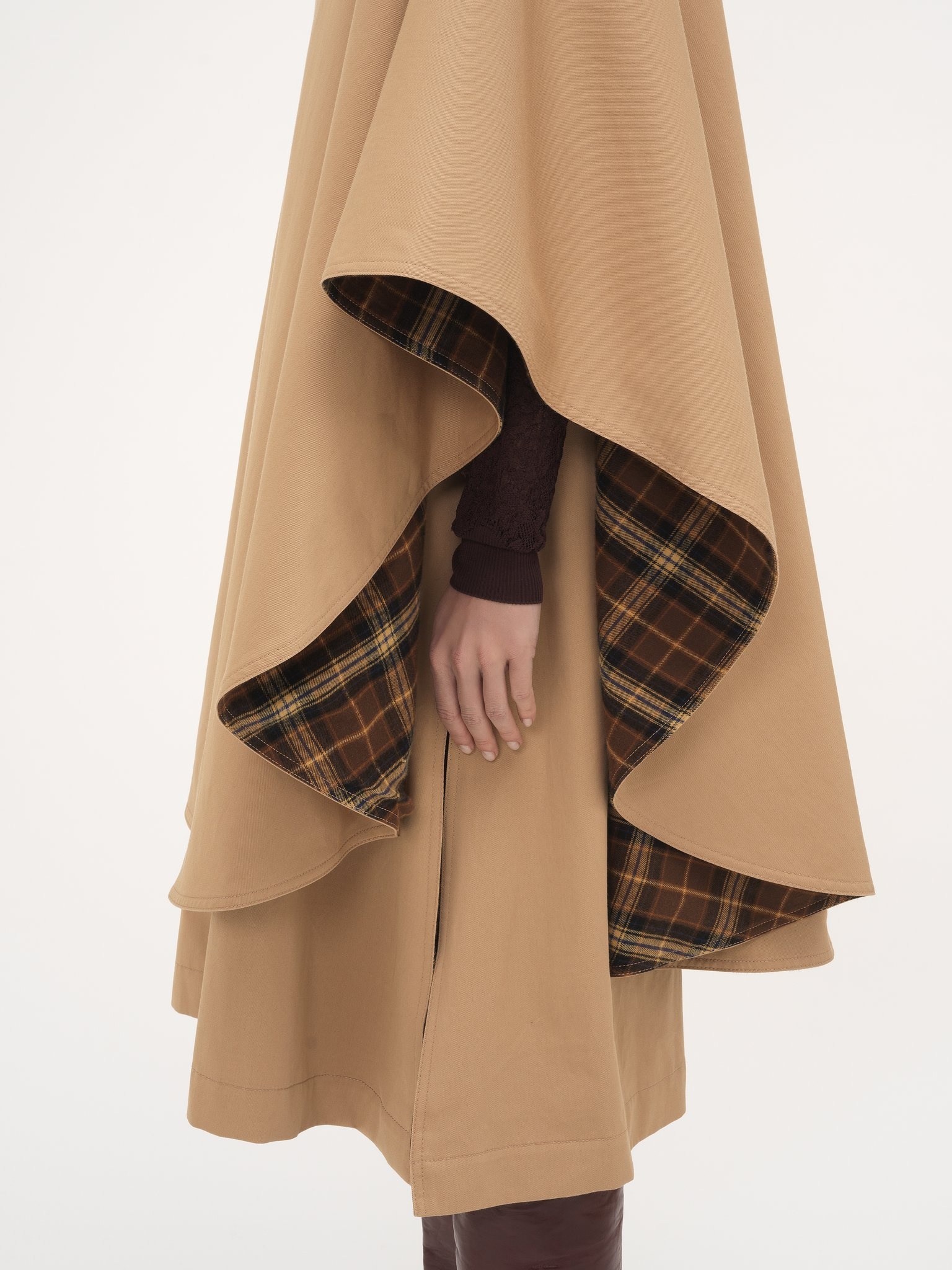 KNEE-LENGTH CAPE IN ORGANIC COTTON GABARDINE - 5