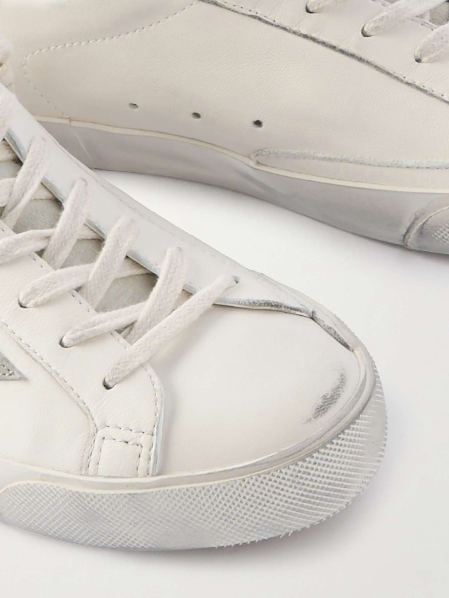 Super-Star Distressed Printed Suede-Trimmed Leather Sneakers - 6
