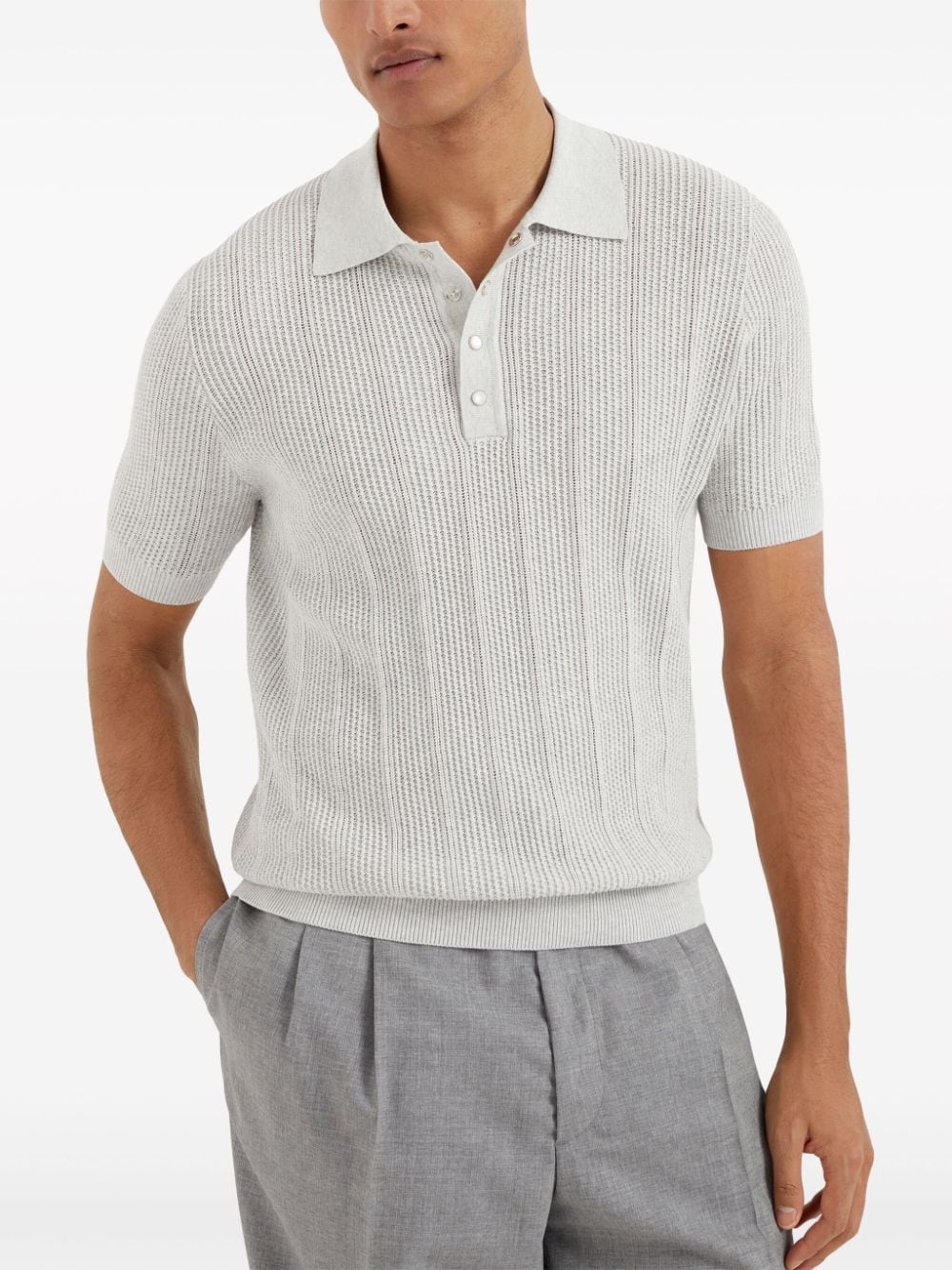 knitted cotton polo shirt - 2