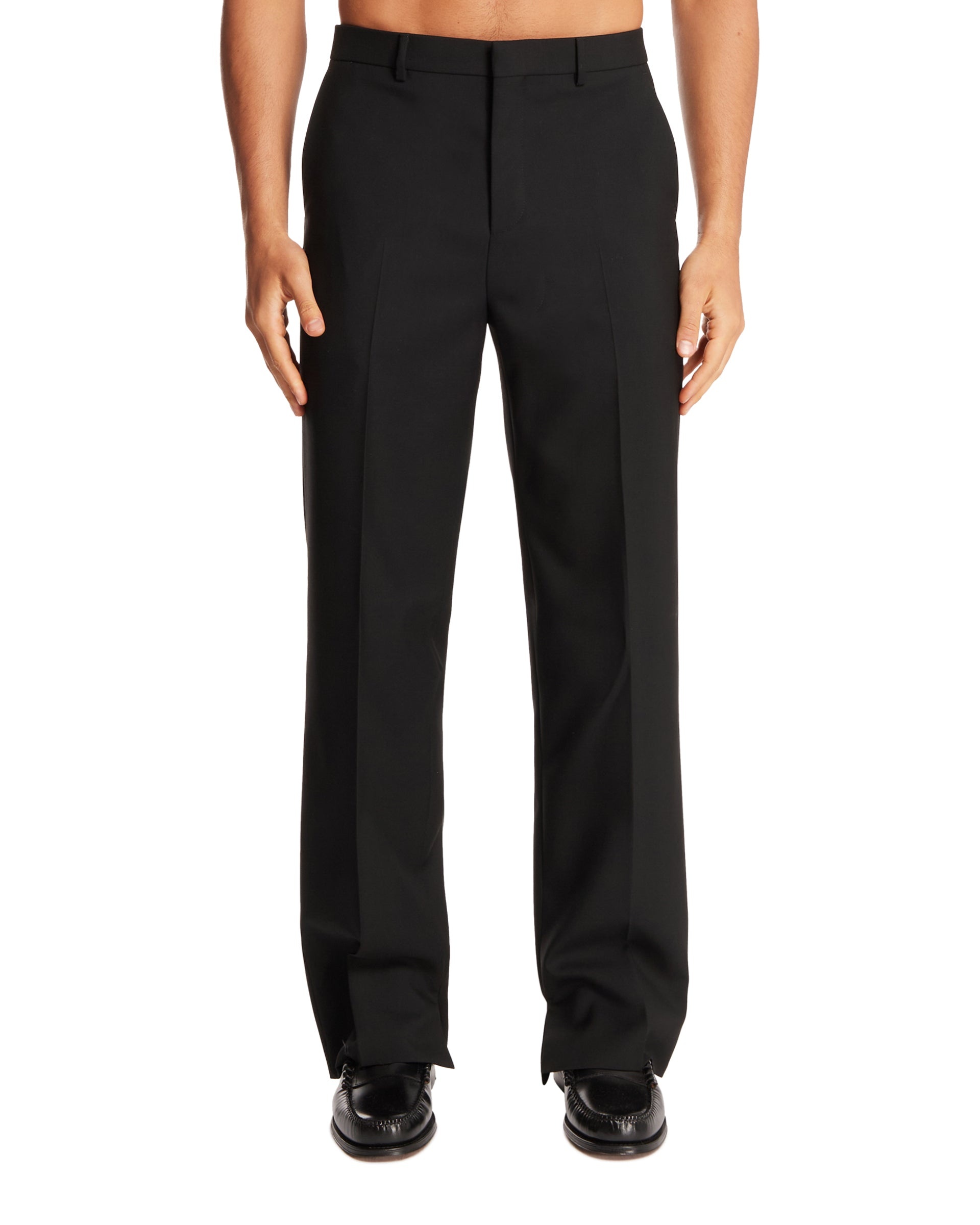 Black Wool Trousers with Embroidery - 1