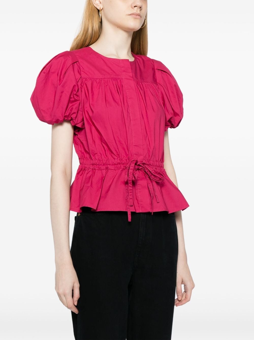 peplum-hem cotton blouse - 3