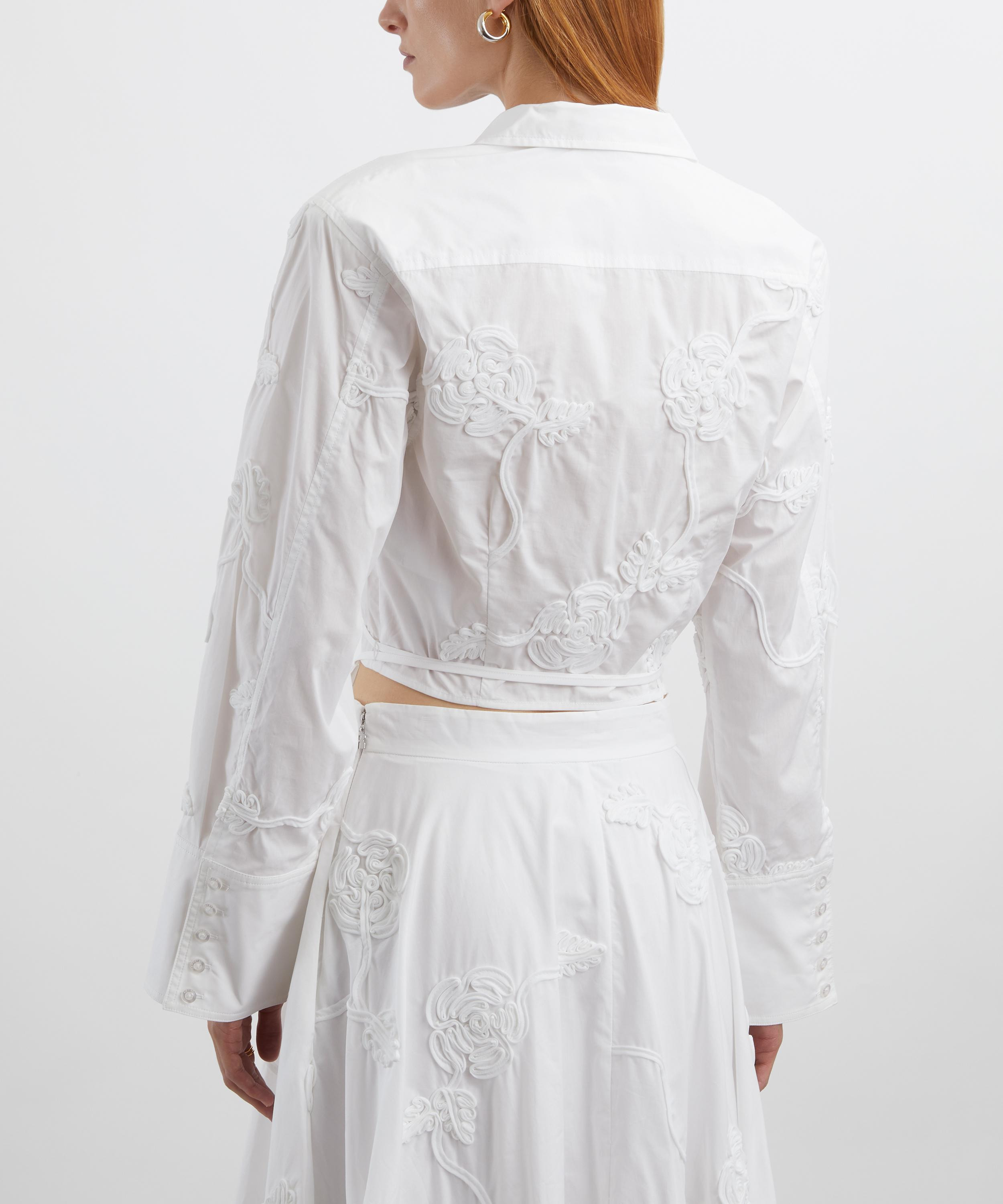 Bright White Flower Wrap Shirt - 4