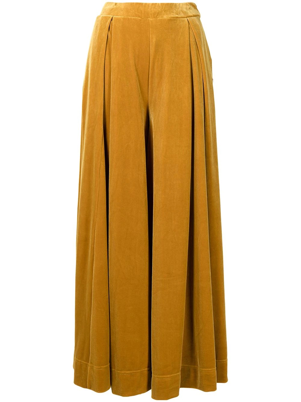 full-length velvet palazzo pants - 1