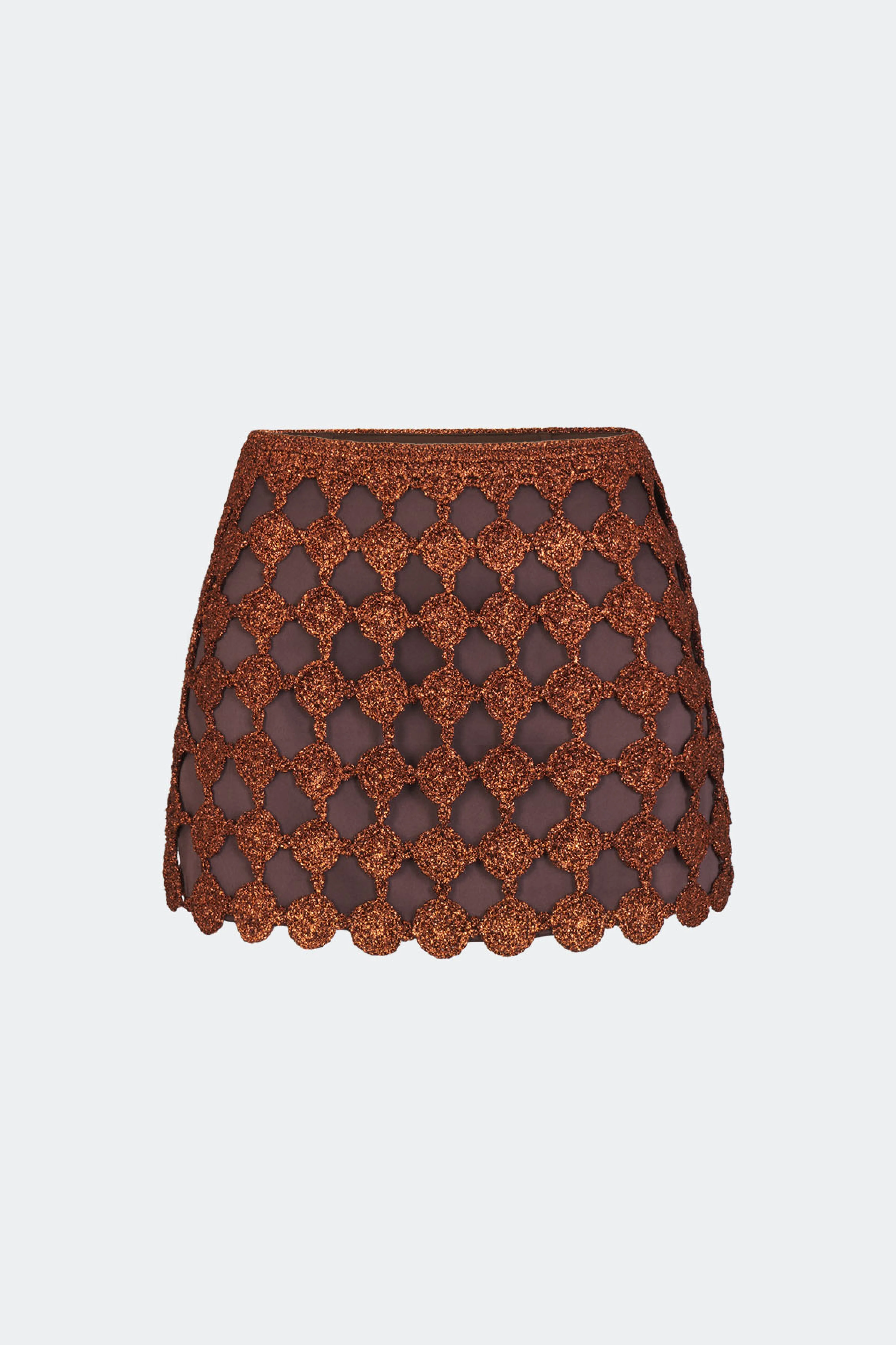 Zera Crochet Mini Skirt In Copper/Choco Brown - 1
