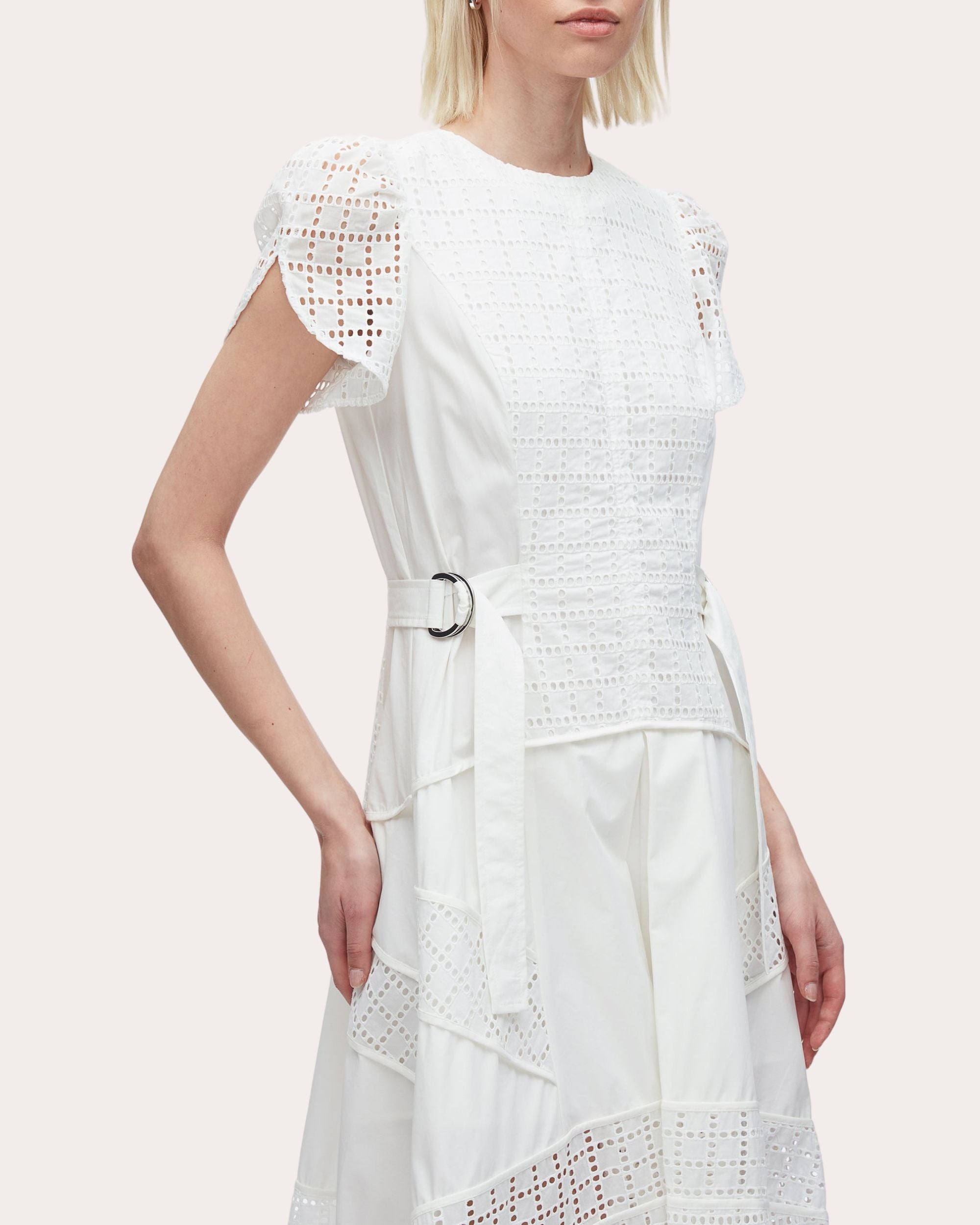 Broderie Anglaise Cotton Tulip Midi Dress - 4