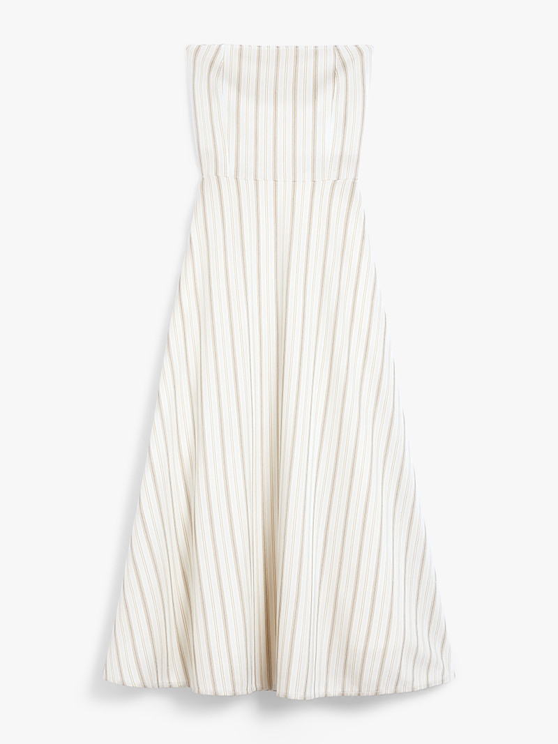 FERVIDA Striped cotton and linen bustier dress - 1