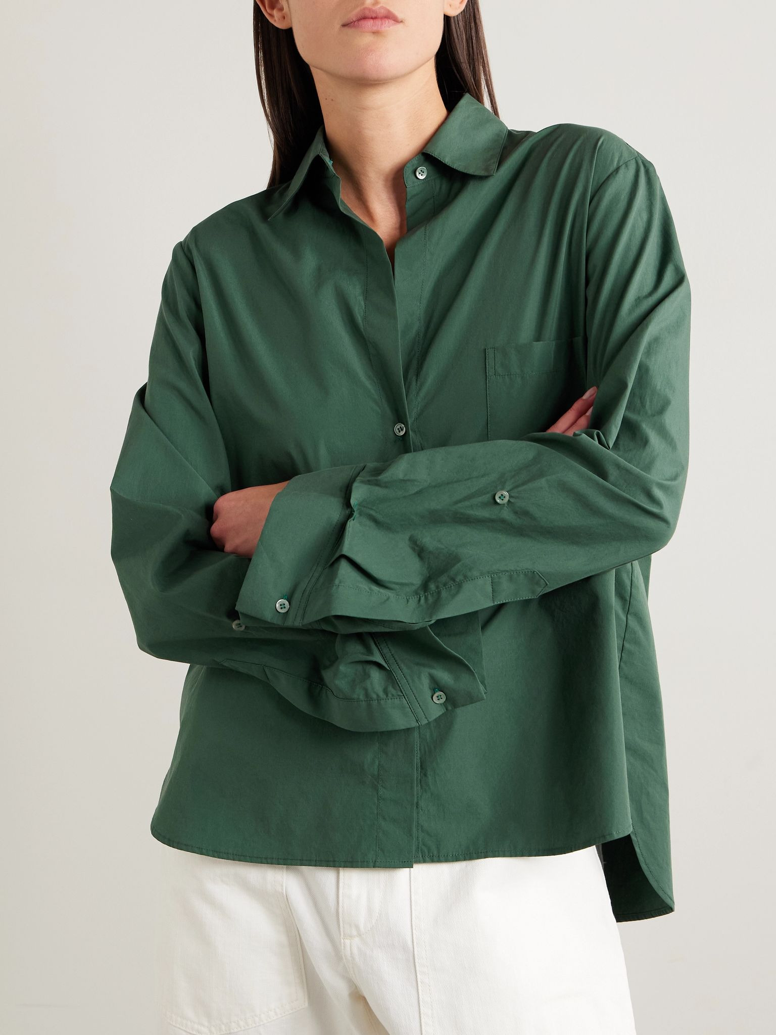 Next Morning cotton-poplin shirt Dark green - 3