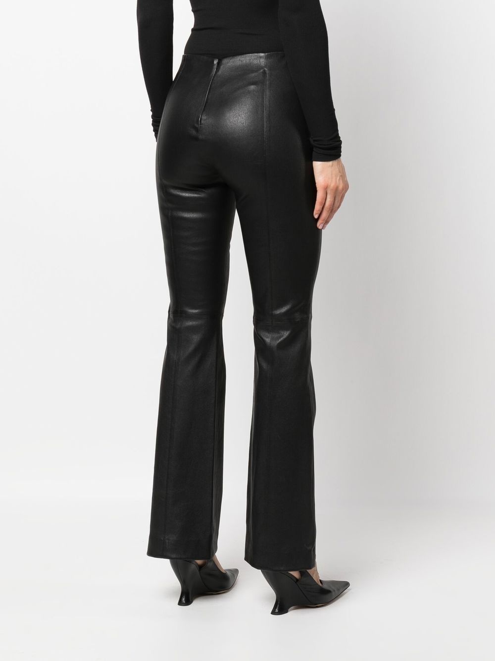 leather wide-leg trousers - 4