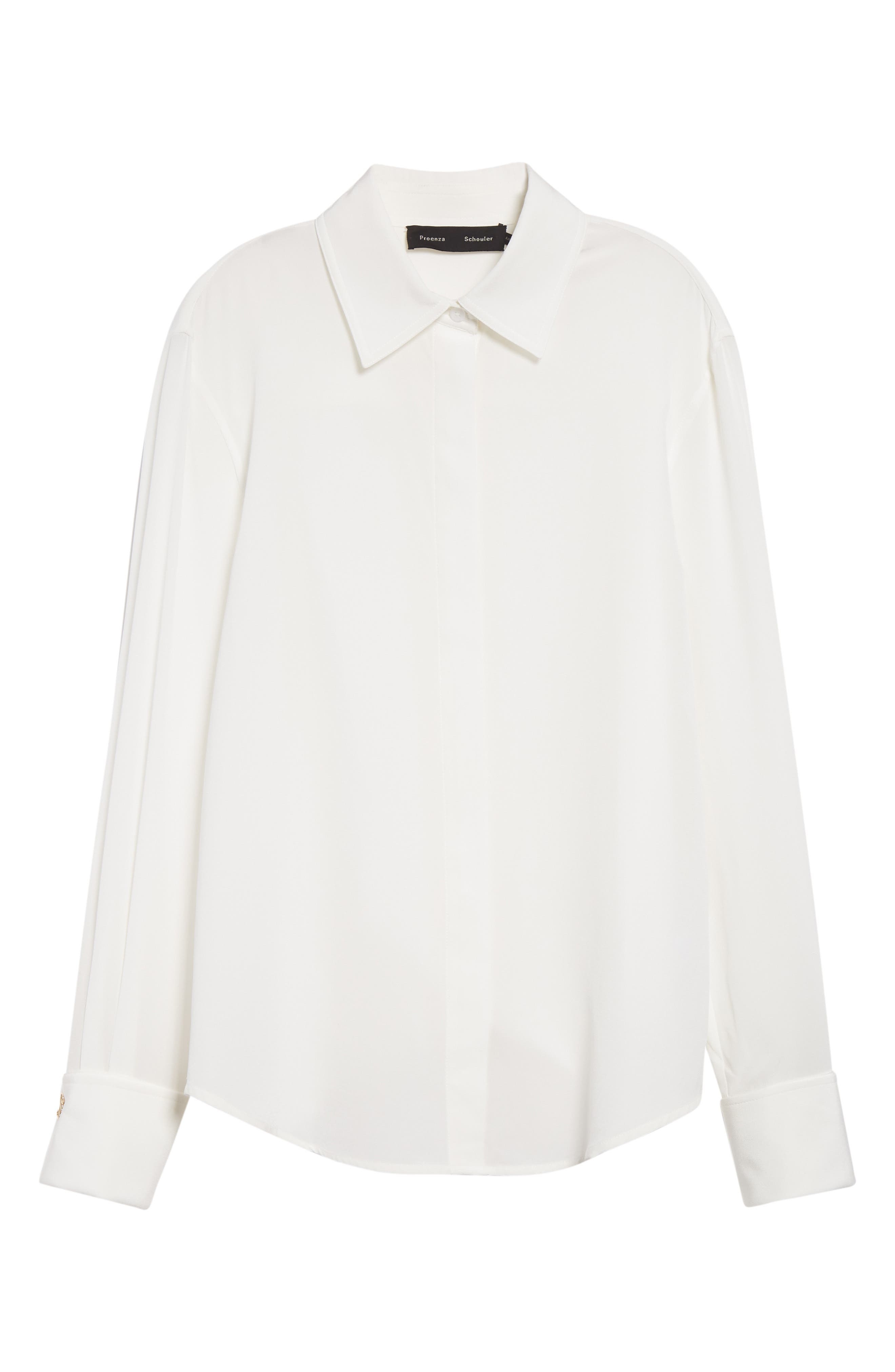 Proenza Schouler Arabella Silk Button-Up Shirt in White at Nordstrom - 6
