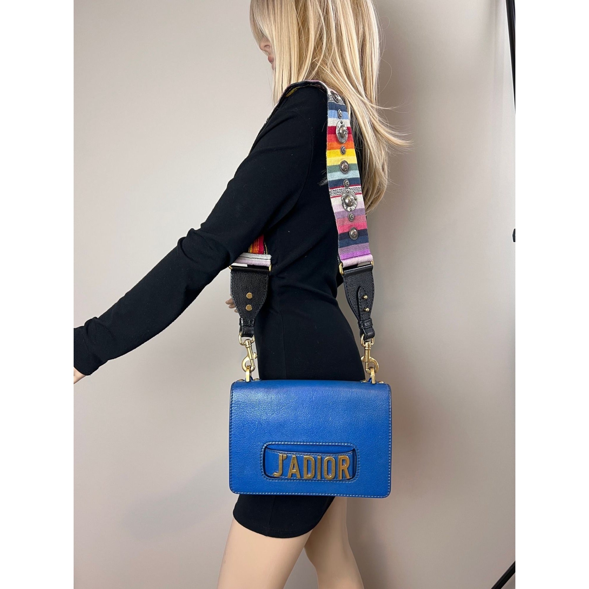 Christian Dior CD J'ADIOR Blue Flap Leather Shoulder Bag - 7